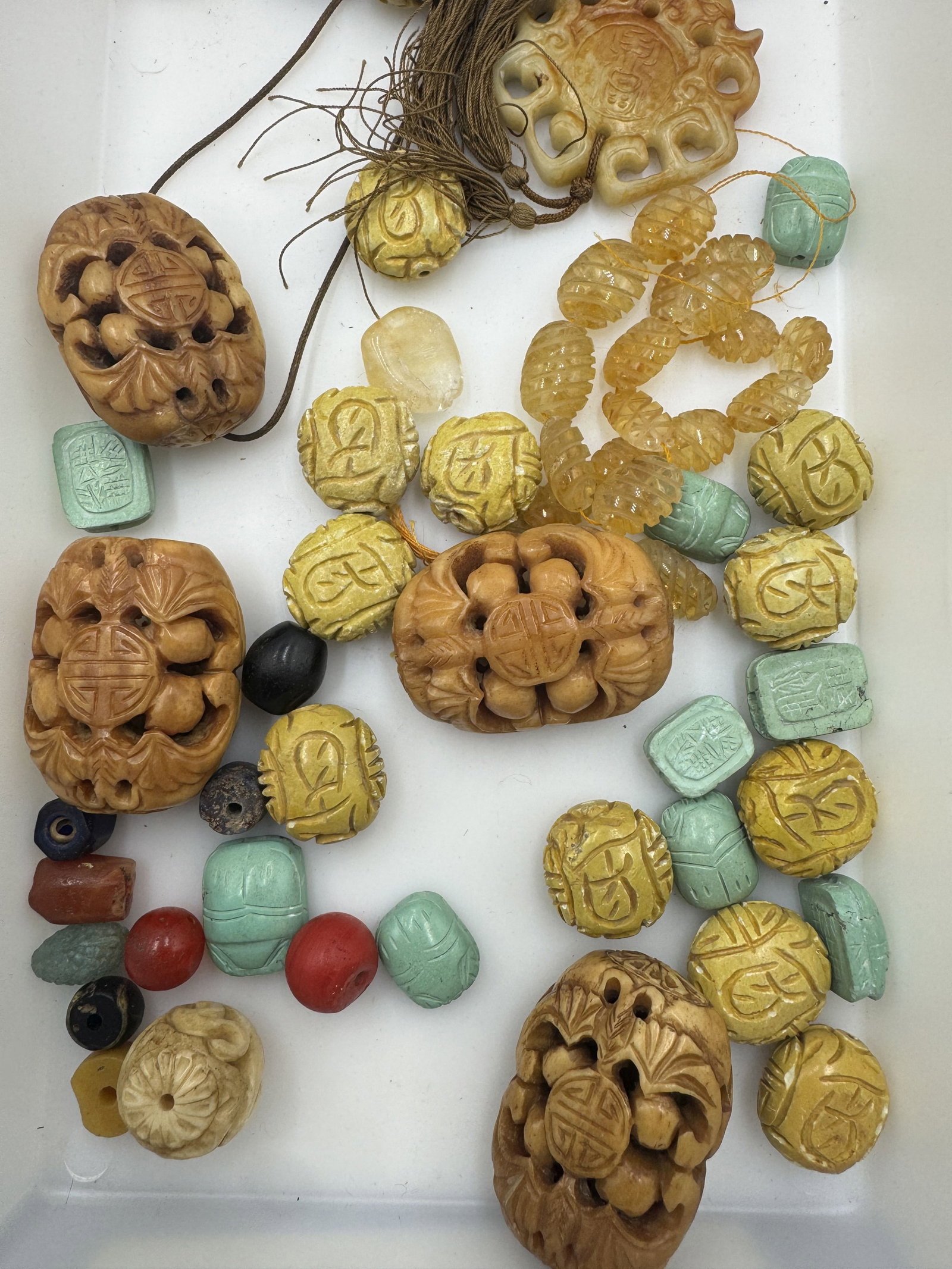 CARVED BEADS AND SCARABS - 2