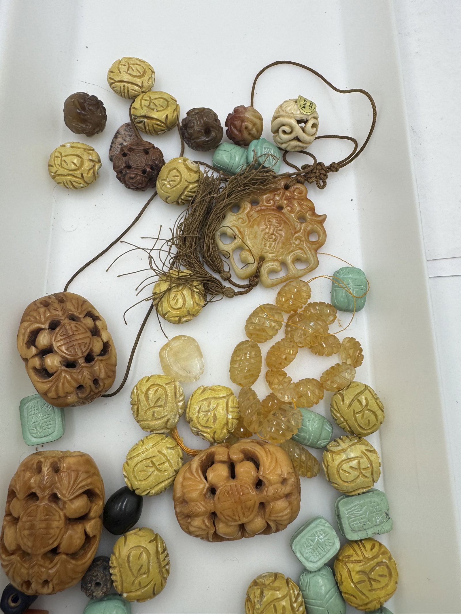 CARVED BEADS AND SCARABS - 3