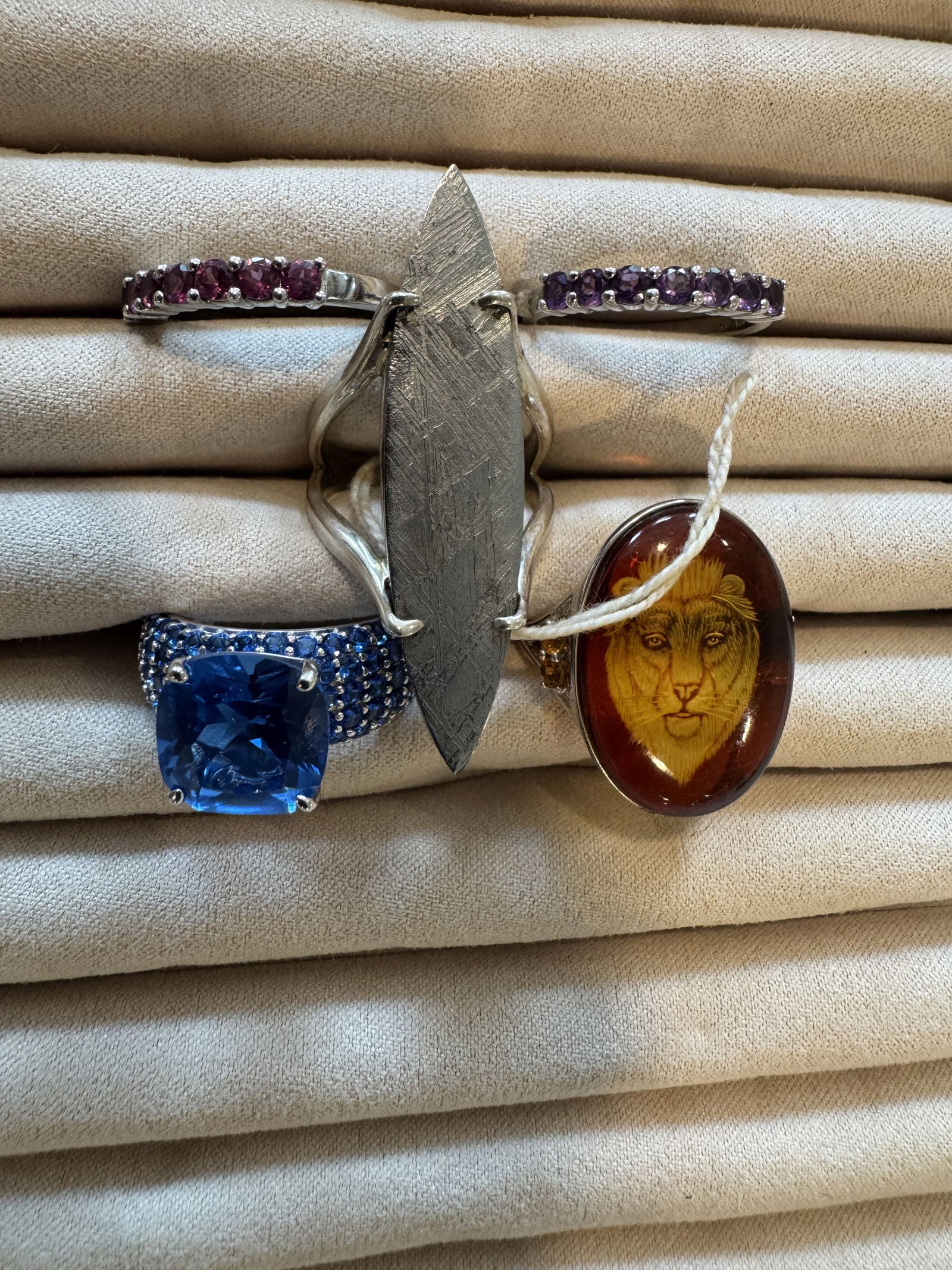 5 STERLING SILVER GEMSTONE RINGS 28 GRAMS - 2