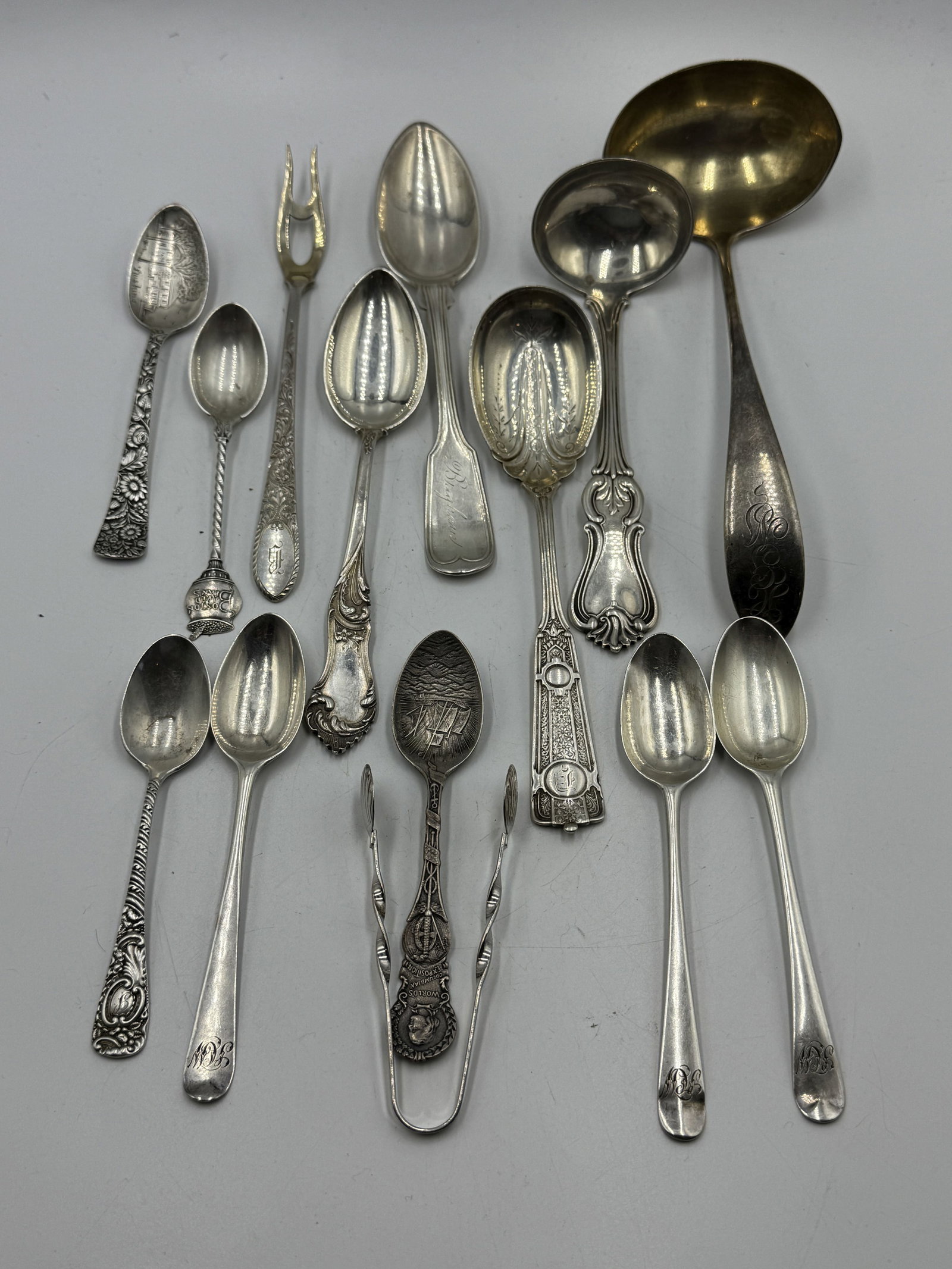 14 PIECES STERLING SILVER FLATWARE, 9.4 OZT: 14 PIECES STERLING SILVER FLATWARE, 9.4 OZT