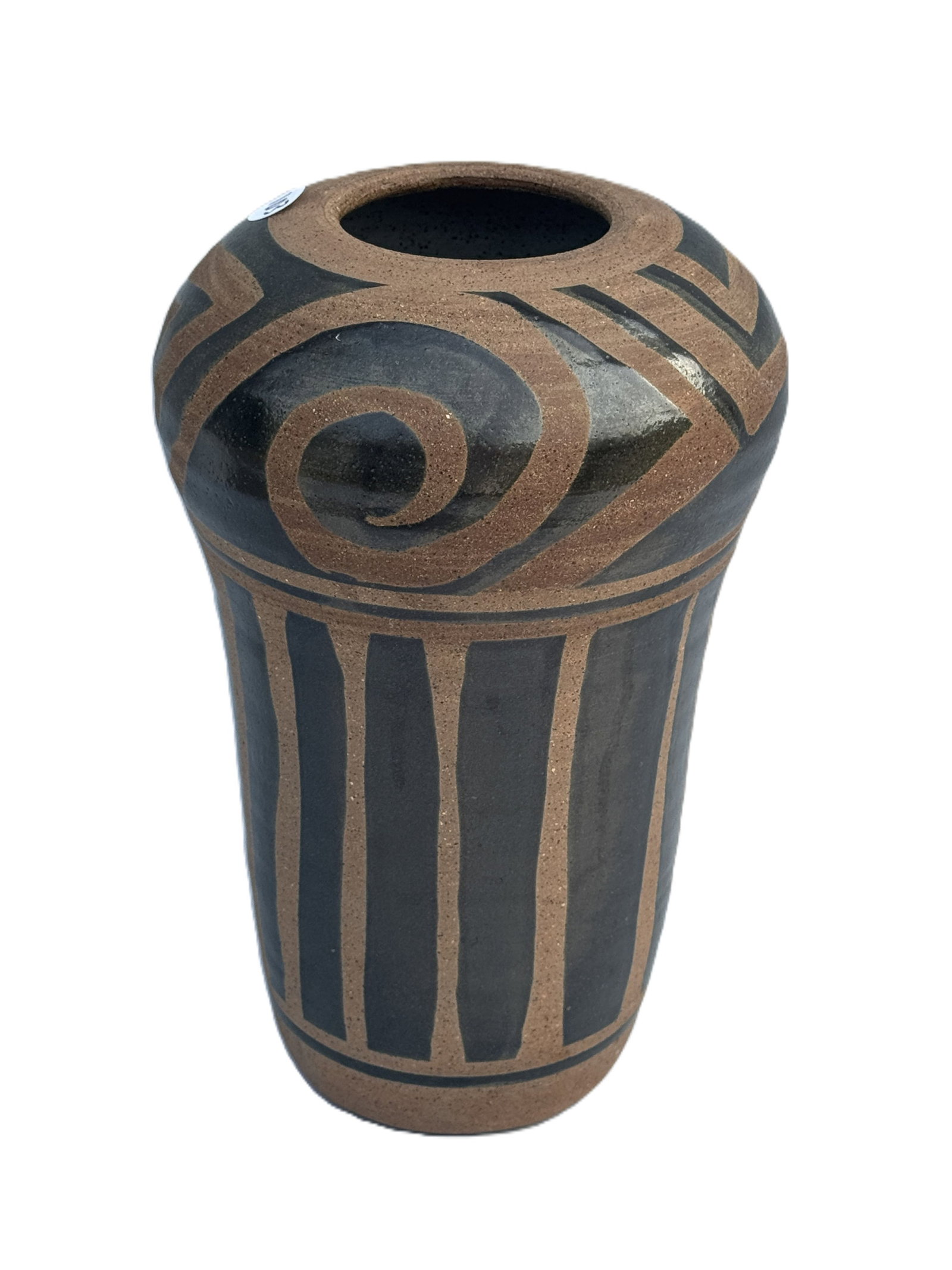 MCM VASE SIGNED TALBOT, 8" DIAMTER X 12" TALL: MCM VASE SIGNED TALBOT, 8" DIAMTER X 12" TALL