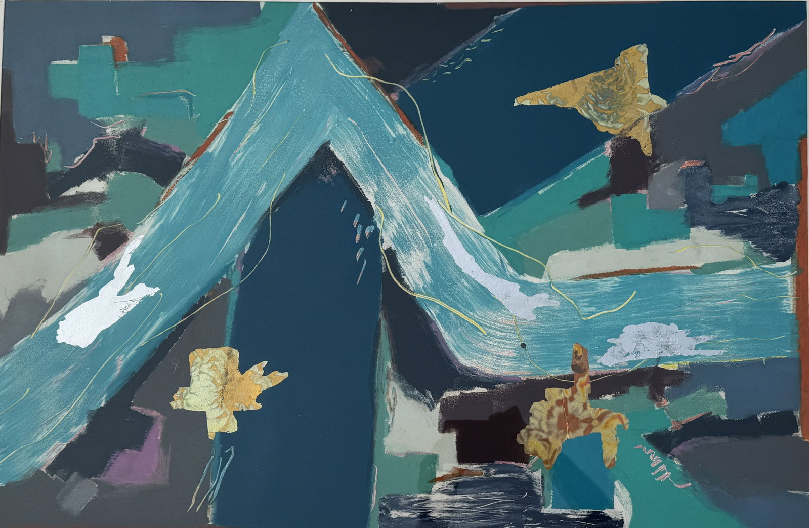 FRED TULLIS, "ON THE MOVE I" , SIGNED MONO PRINT 1/1PRINT 41" X 53" , 24" X 36" SIGHT - 2