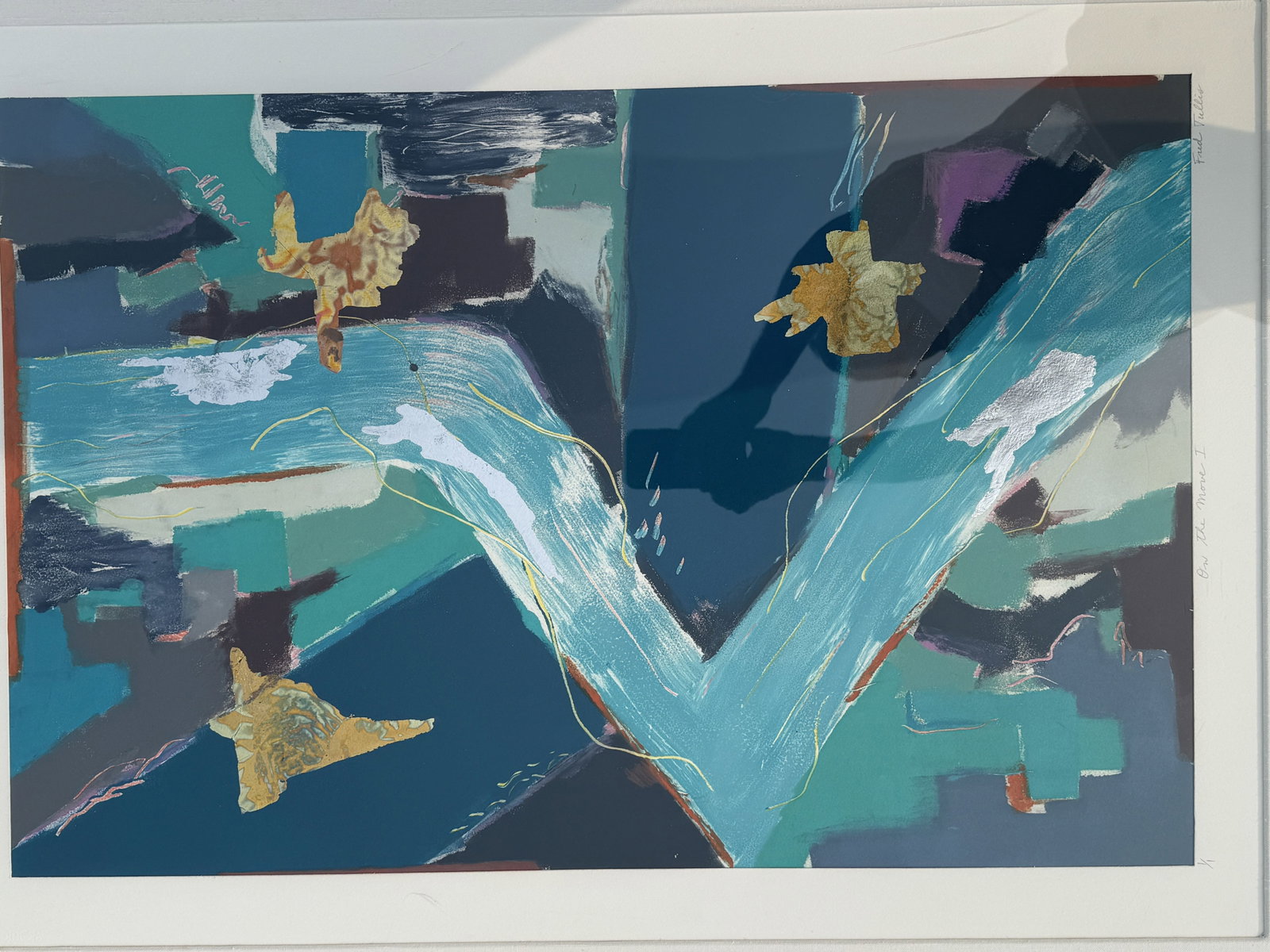 FRED TULLIS, "ON THE MOVE I" , SIGNED MONO PRINT 1/1PRINT 41" X 53" , 24" X 36" SIGHT - 7