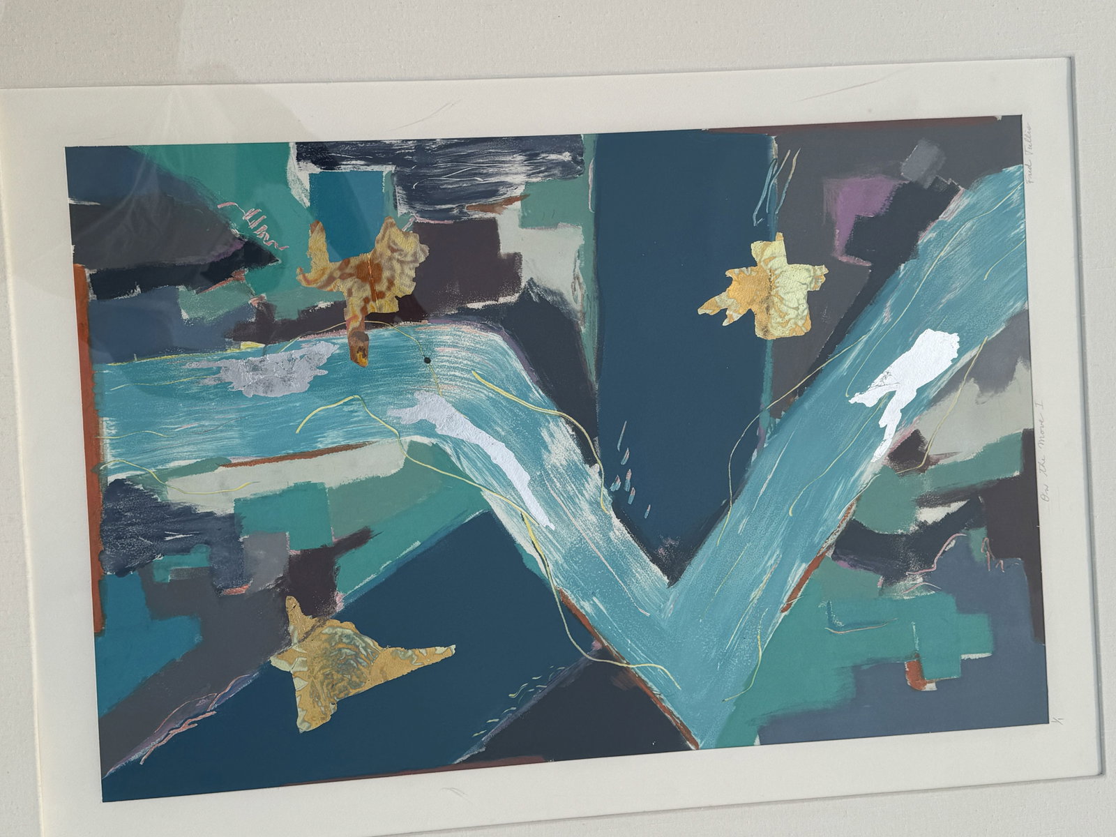 FRED TULLIS, "ON THE MOVE I" , SIGNED MONO PRINT 1/1PRINT 41" X 53" , 24" X 36" SIGHT - 8
