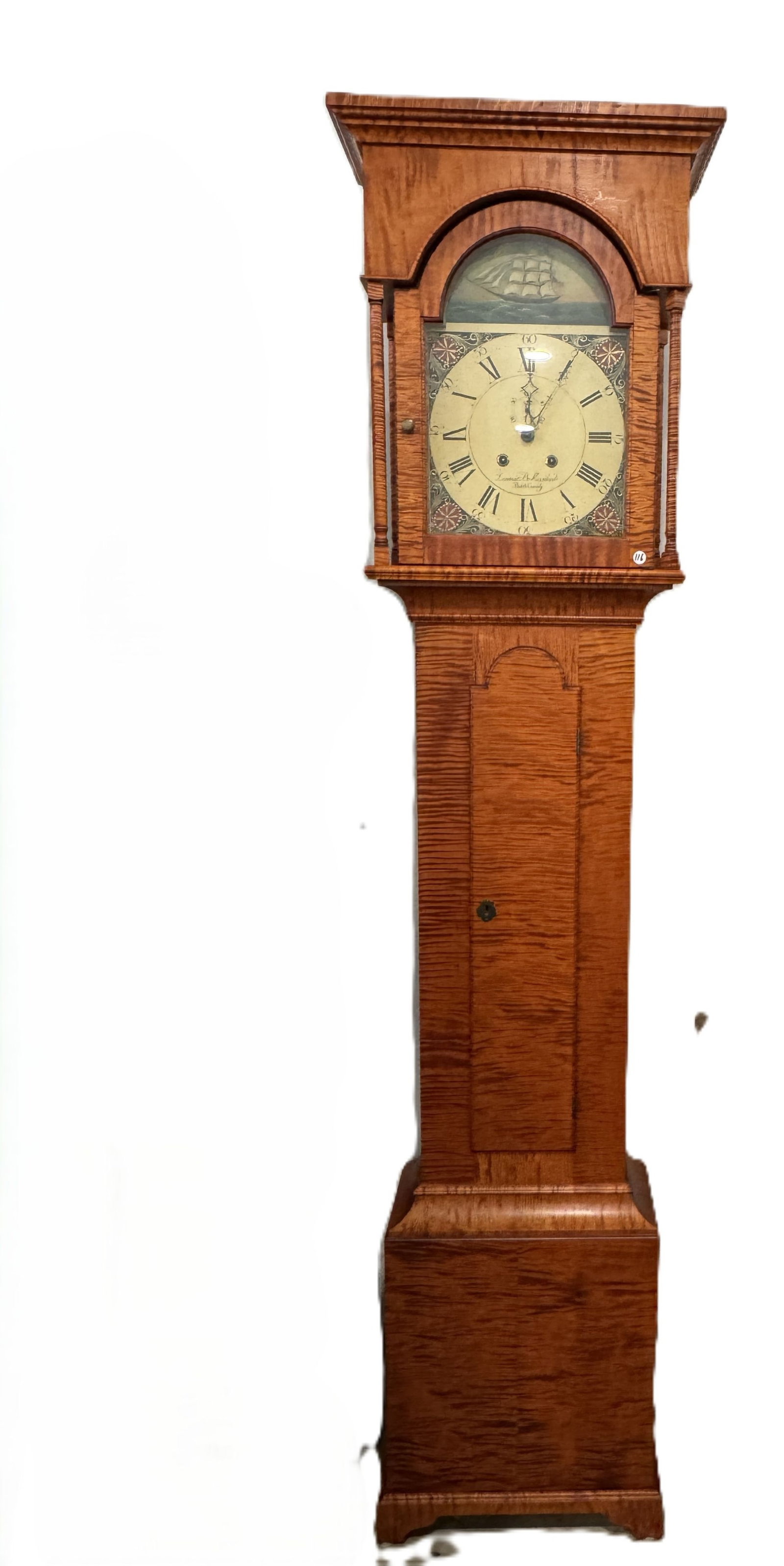 A LEONARD B MARSCHUCK BUCKS COUNTY PA TIGER MAPLE TALL CASE CLOCK (1 of 10)