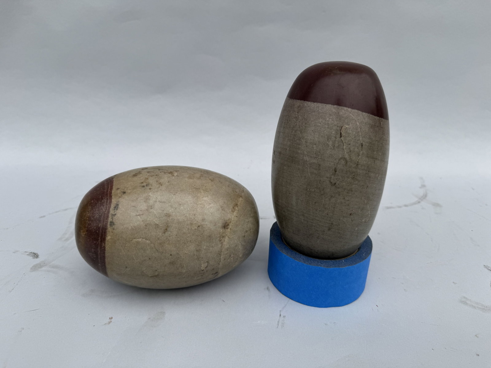 2 MEDIUM SHIVA LINGAM STONES, 7" X 4.5" EACH: 2 MEDIUM SHIVA LINGAM STONES, 7" X 4.5" EACH