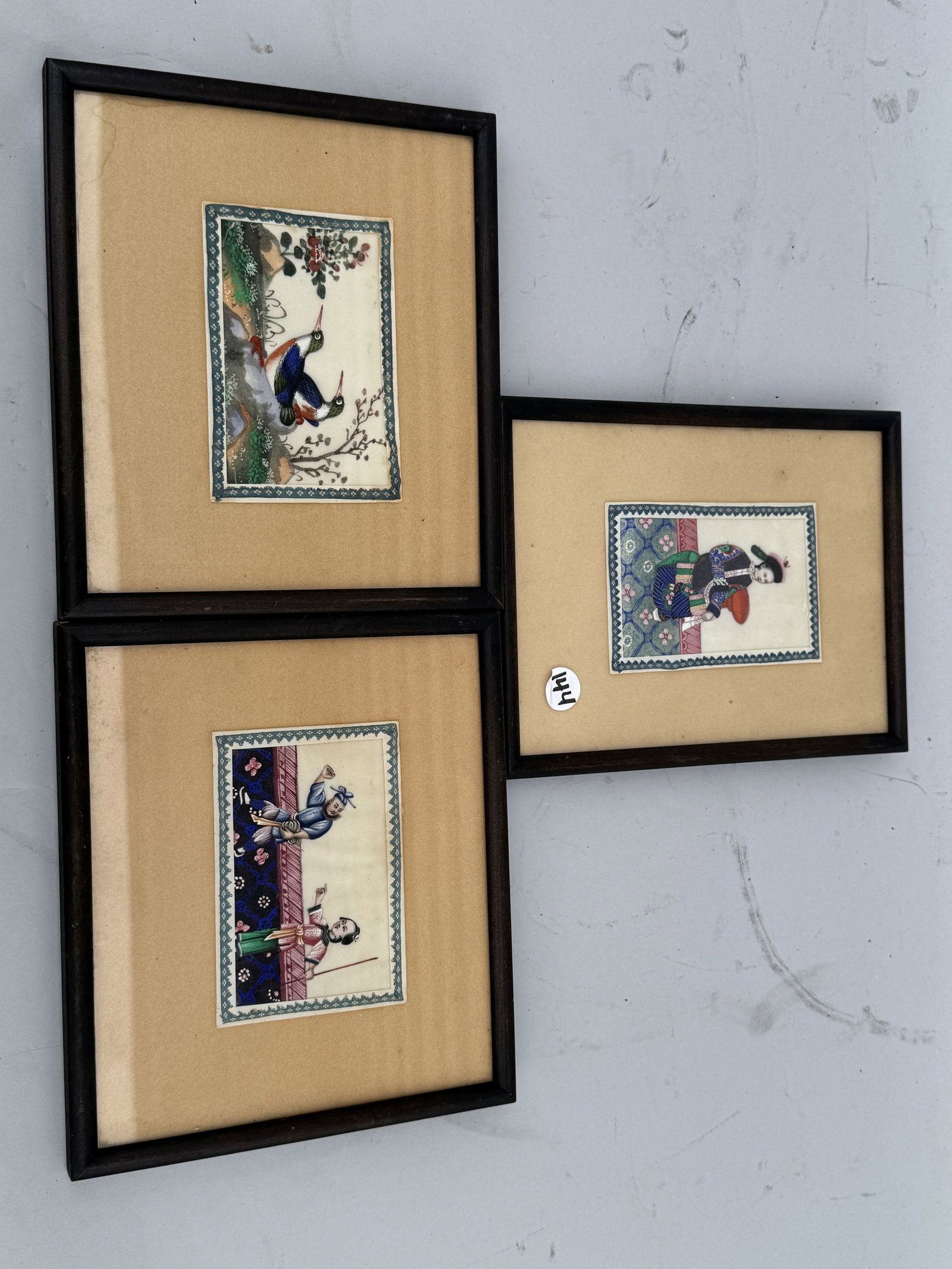 3 QING DYNASTY PAINTINGS ON SILK, 8.5" X 6.5" FRAMED AND 3" X 4.5" SIGHT EACH (1 of 5)