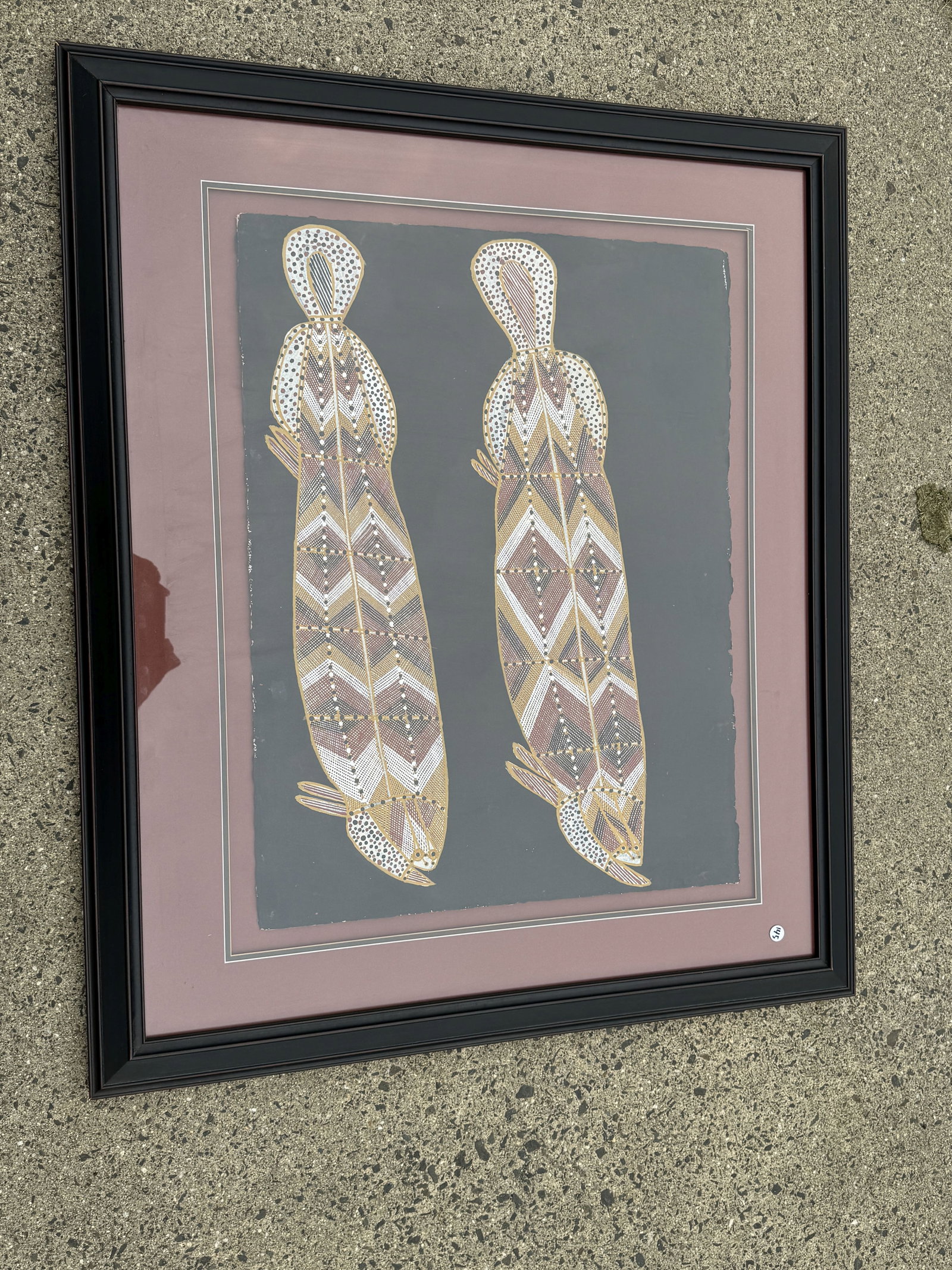 PHIL HALL PAINTING ON PAPER OF 2 SALMON, 42.5" X 35.5" FRAMED AND 22.5" X 30" SIGHT (1 of 9)