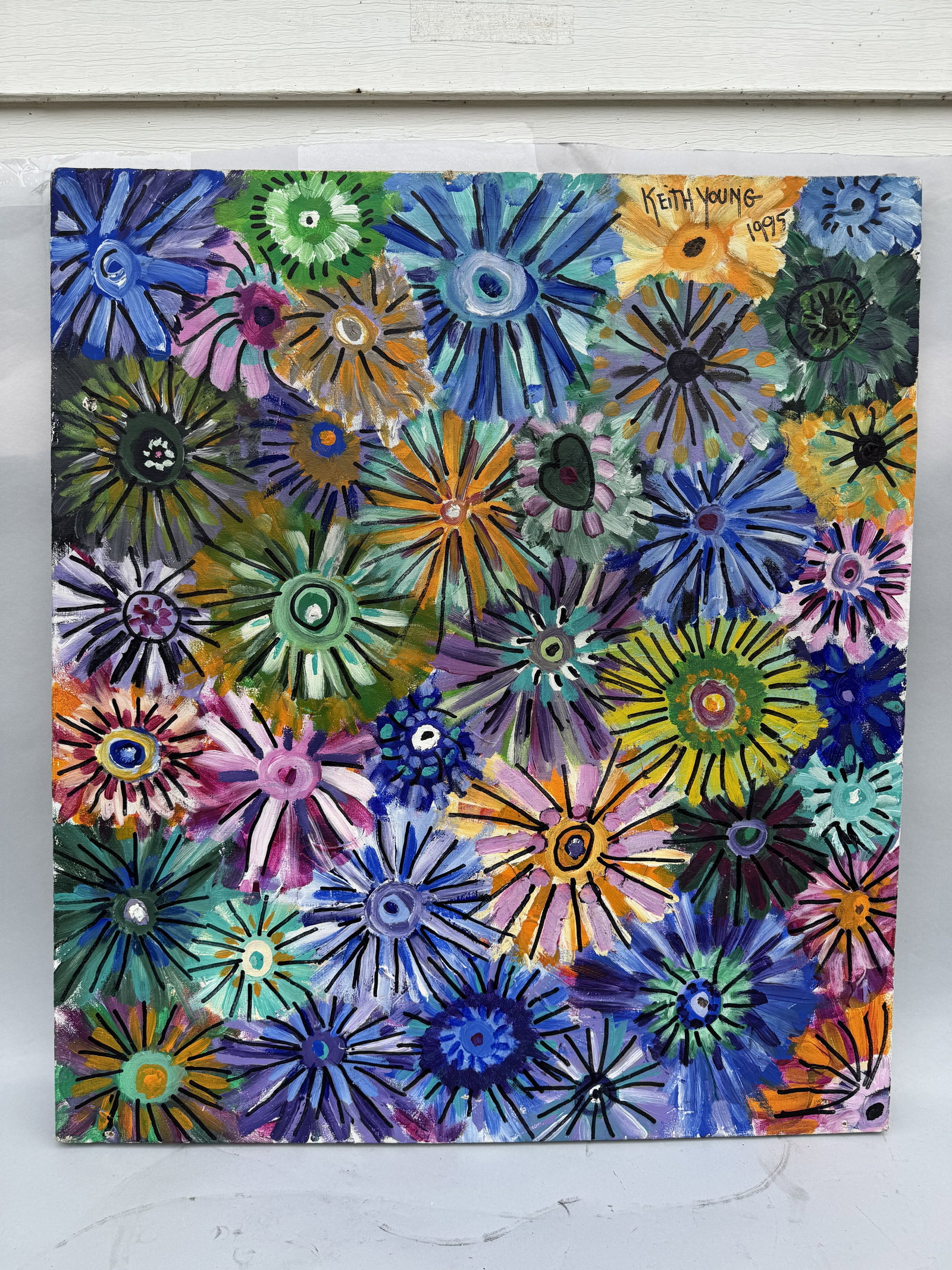 KEITH YOUNG OIL ON CANVAS OF FLOWERS, 28.5" X 32.5": KEITH YOUNG OIL ON CANVAS OF FLOWERS, 28.5" X 32.5"