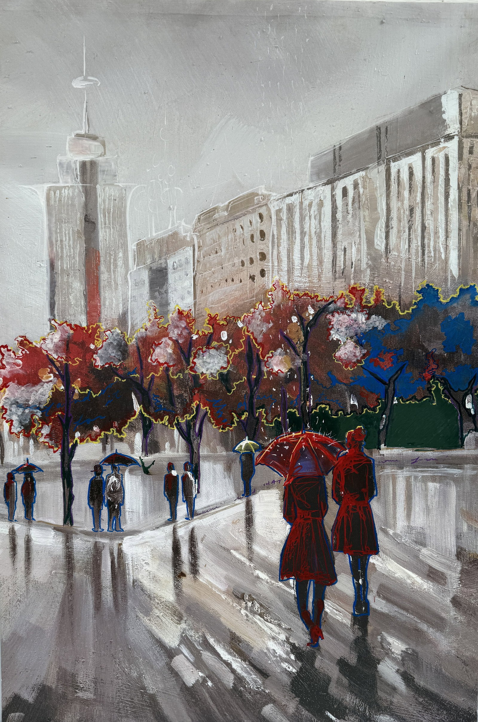 ABSTRACT OIL ON CANVAS OF SEATTLE, 23.5" X 34" (1 of 6)