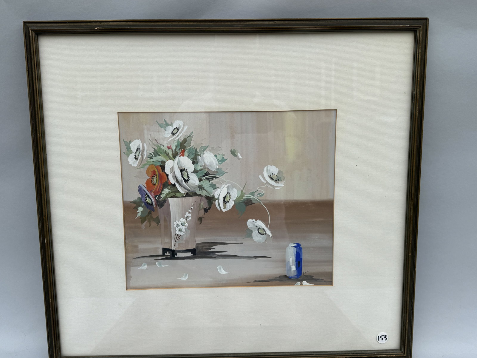 WATERCOLOR AND GUACHE SIGNED BOLIN, 23.5" X 21.5" FRAMED AND 13" X 11" SIGHT (1 of 8)