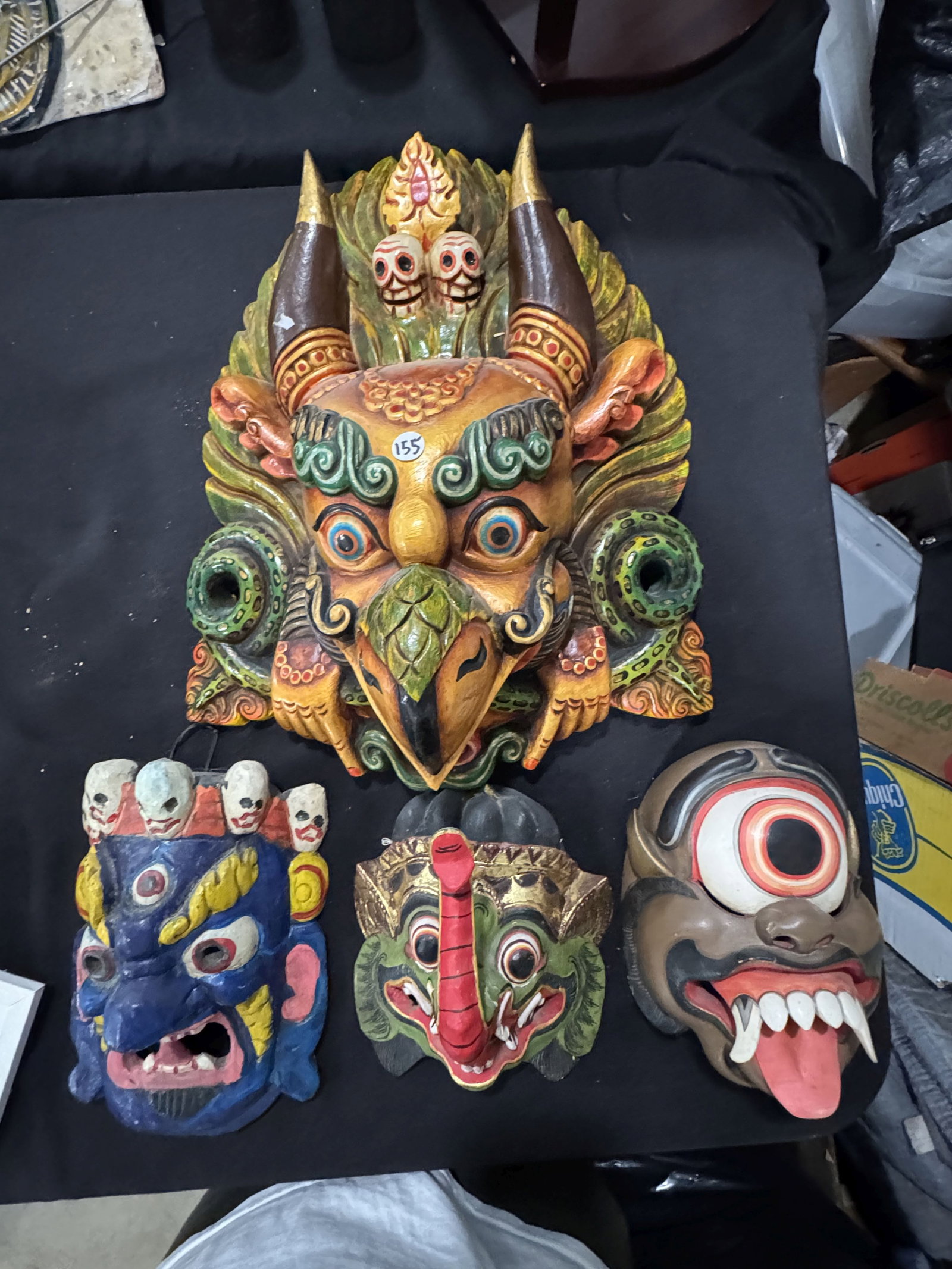 4 THAI CARVED MASKS (1 of 6)