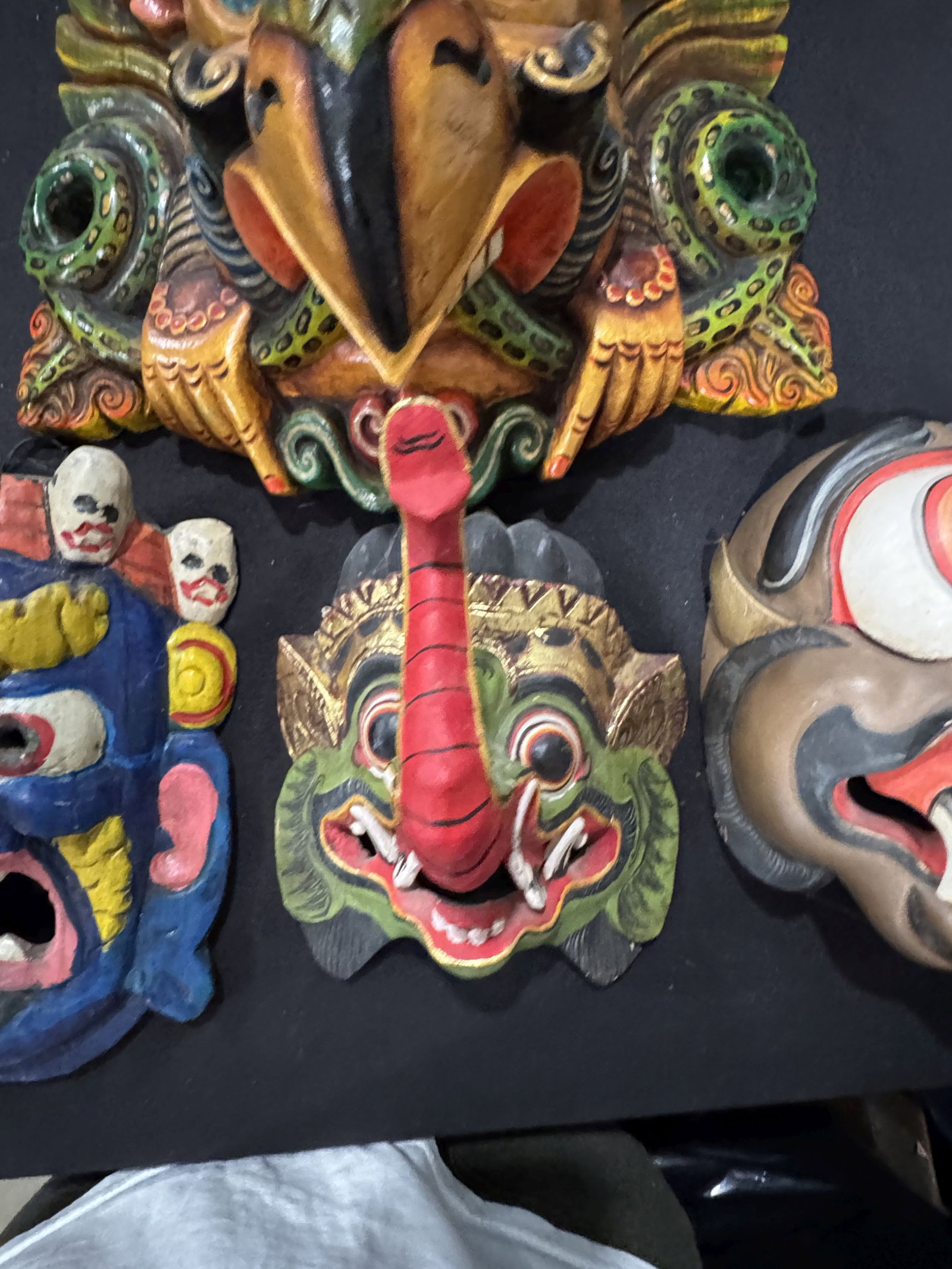 4 THAI CARVED MASKS 20" X 16" - 4