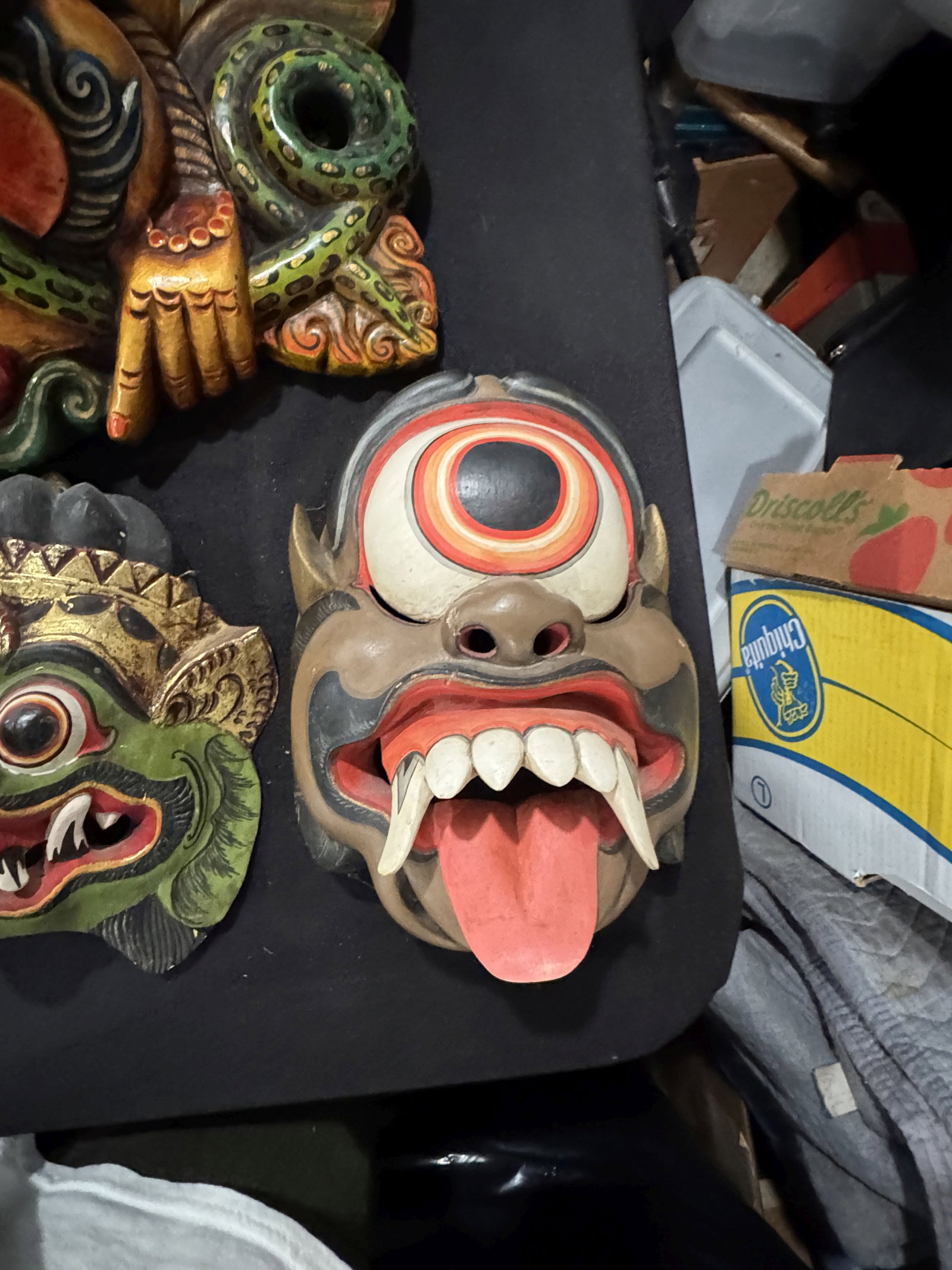 4 THAI CARVED MASKS 20" X 16" - 5