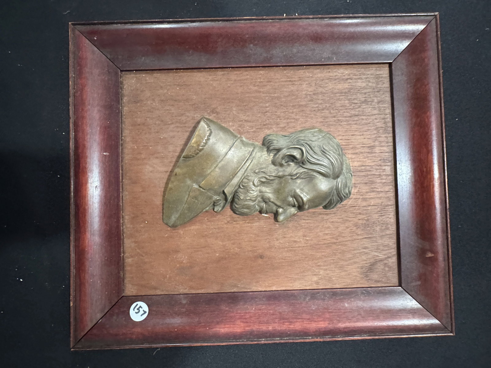 BRONZE BUST OF ABRAHAM LINCOLN PROFILE MOUNTED IN VICTORIAN FRAME, 13.5" X 15.5" FRAMED AND 8" X 5" (1 of 4)