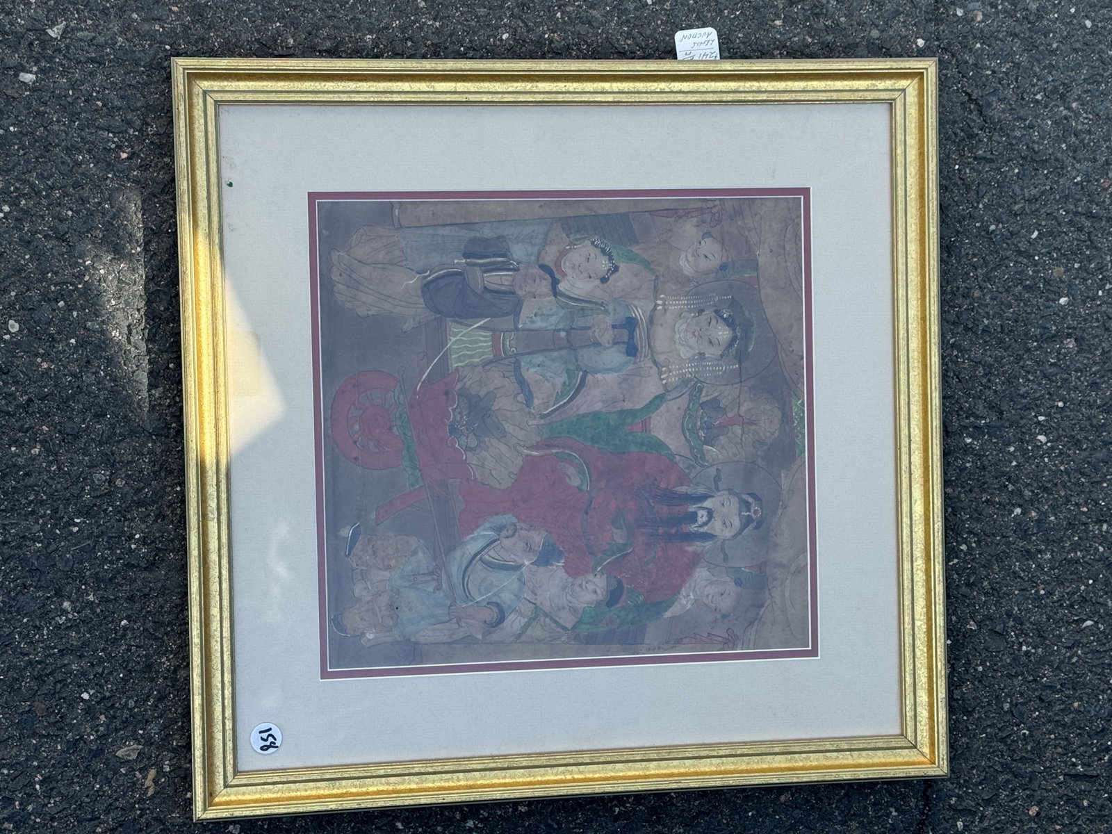 CHINESE QING DYNASTY WATERCOLOR ON PAPER OF GUANDI AND OTHER IMMORTALS, 19" X 18" FRAMED AND 12.25" (1 of 10)