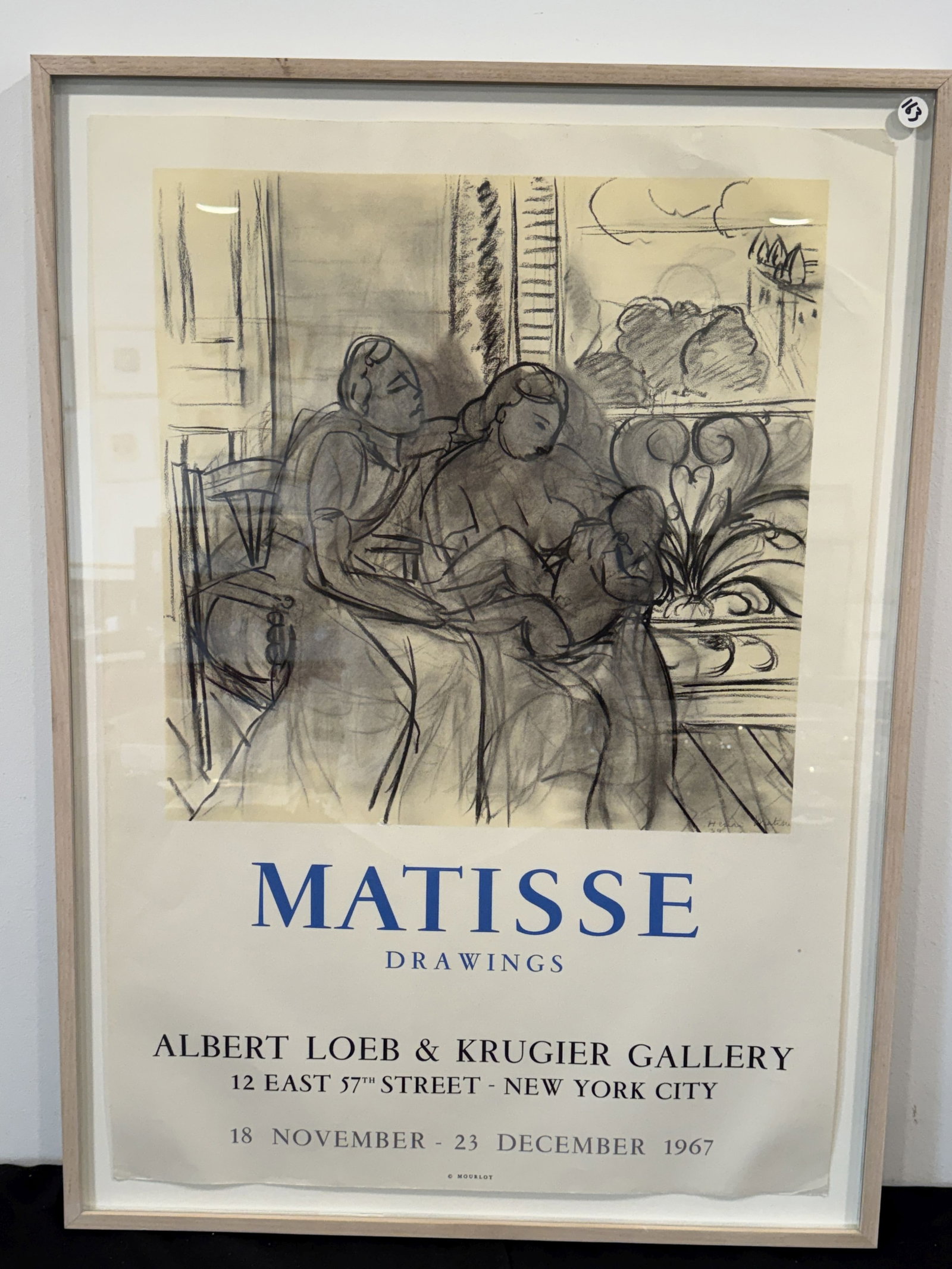 MATISSE ALBERT LOEB AND KRUGIER GALLERY 1967 POSTER 32" X 23" FRAMED AND 29" X 20.5" SIGHT (1 of 6)