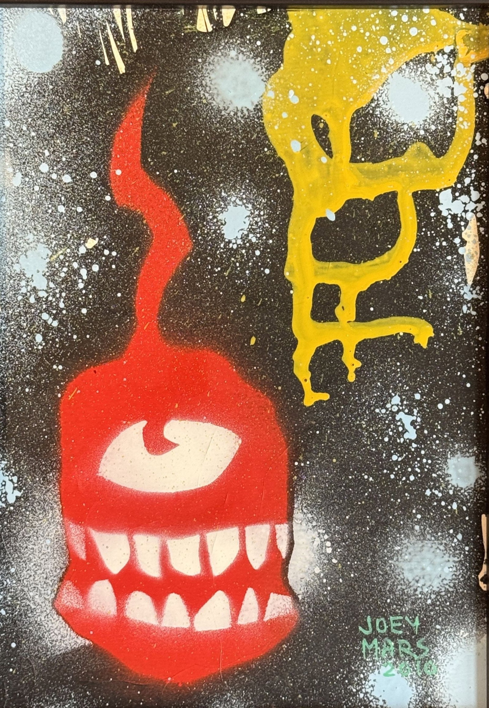 MIXED MEDIA ON WOOD, 46.5" X 3.5" (1 of 3)