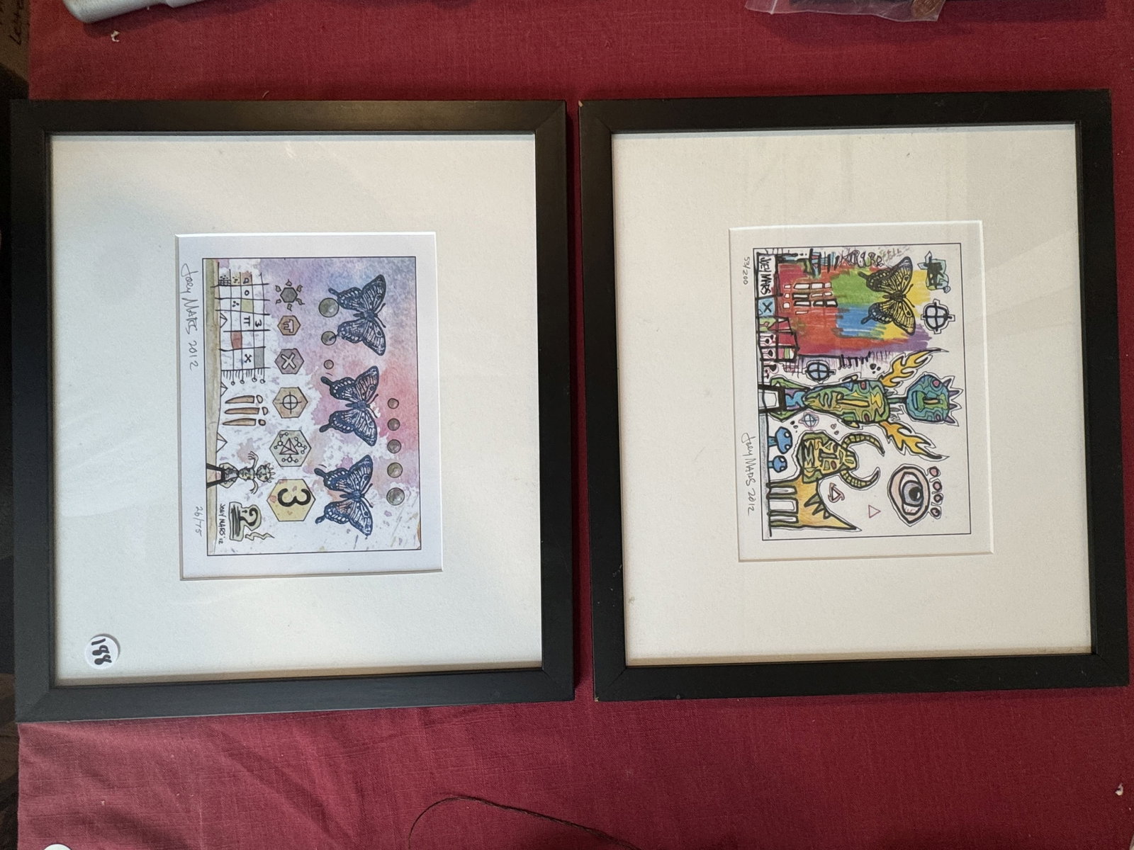 2 JOEY MARS SIGNED AND NUMBERED PRINTS, 12.5" X 14.25" FRAMED AND 6" X 8" SIGHT EACH (1 of 3)