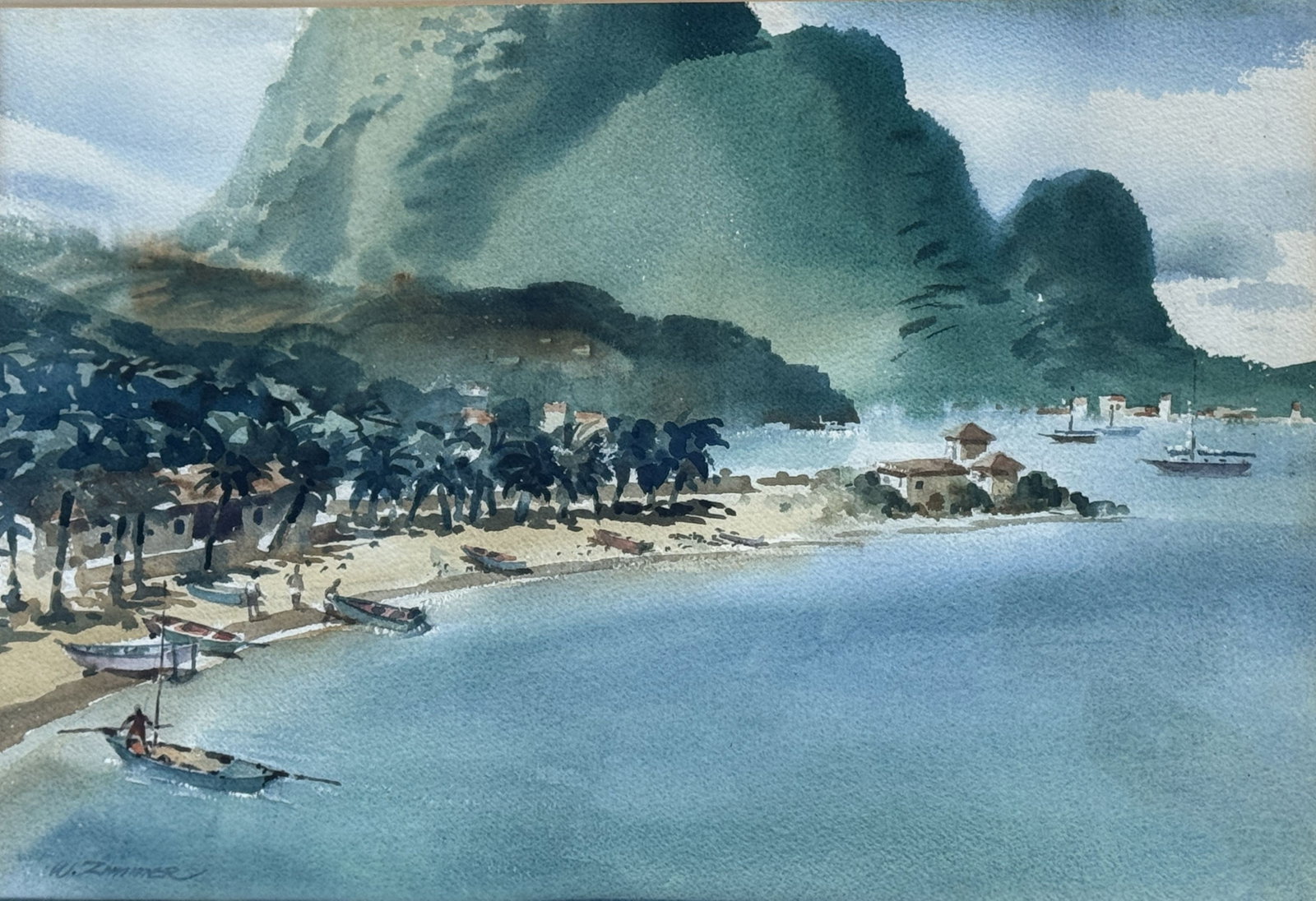 WILLIAM ZIMMER "CARIBBEAN HARBOR SCENE" (1 of 4)