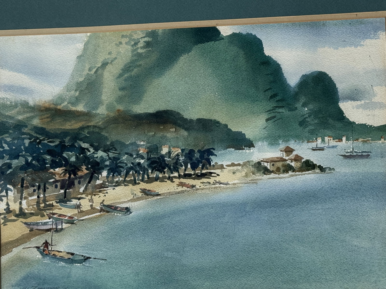 WILLIAM ZIMMER "CARIBBEAN HARBOR SCENE" 26" X 32", 14" X 21" SIGHT - 4