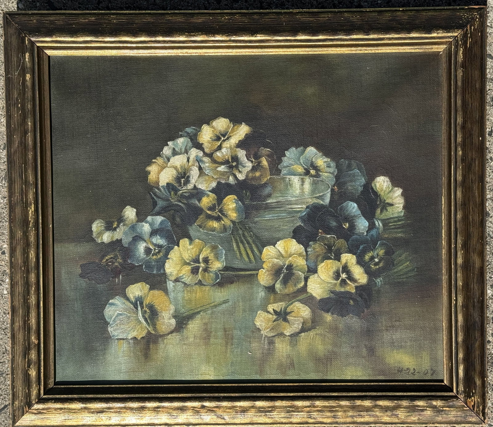 1907 BOSTON SCHOOL STILL LIFE W/ PANSIES (1 of 5)