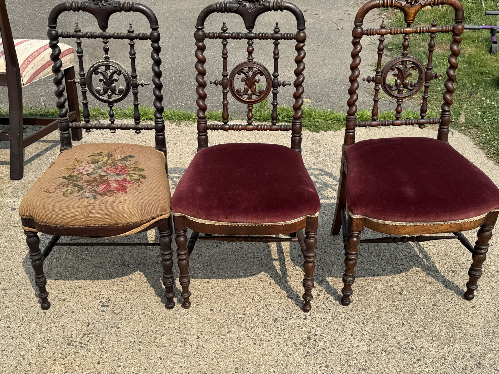 3 VICTORIAN WALNUT SIDE CHAIRS - 6