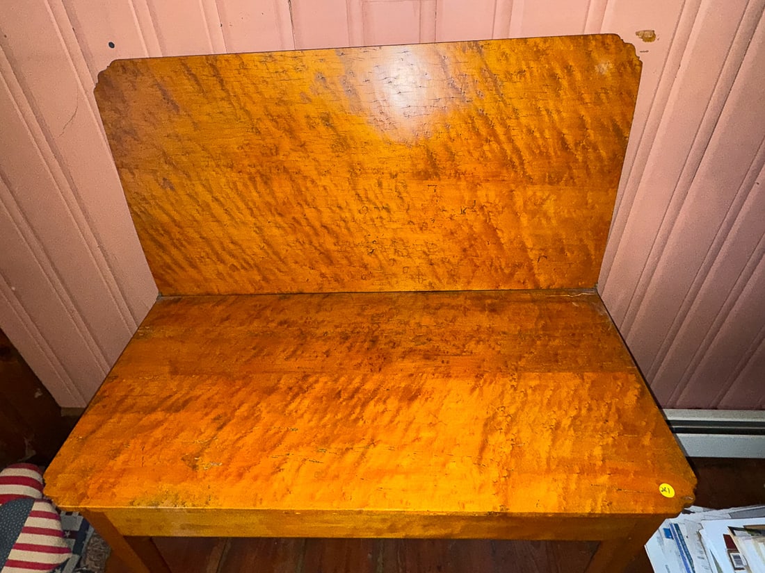 EXCEPTIONAL EARLY AMERICAN SOLID WOOD BIRDSEYE MAPLE CARD TABLE 39" 20" X 30" - 10