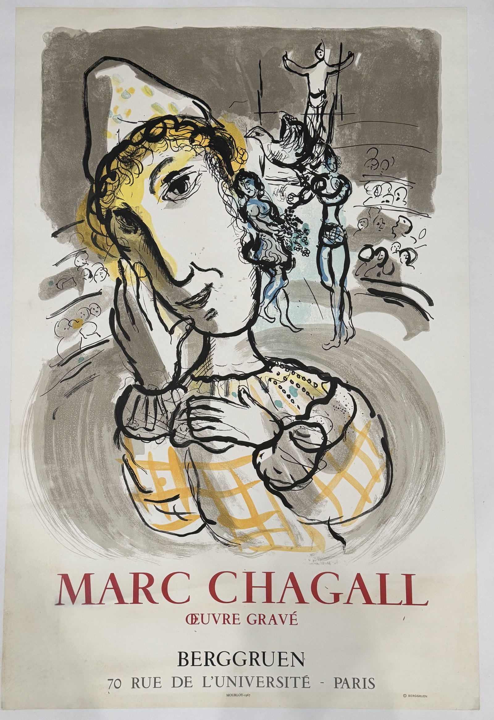 1967 MARC CHAGALL GALLERY POSTER LAID ON LINEN (1 of 5)