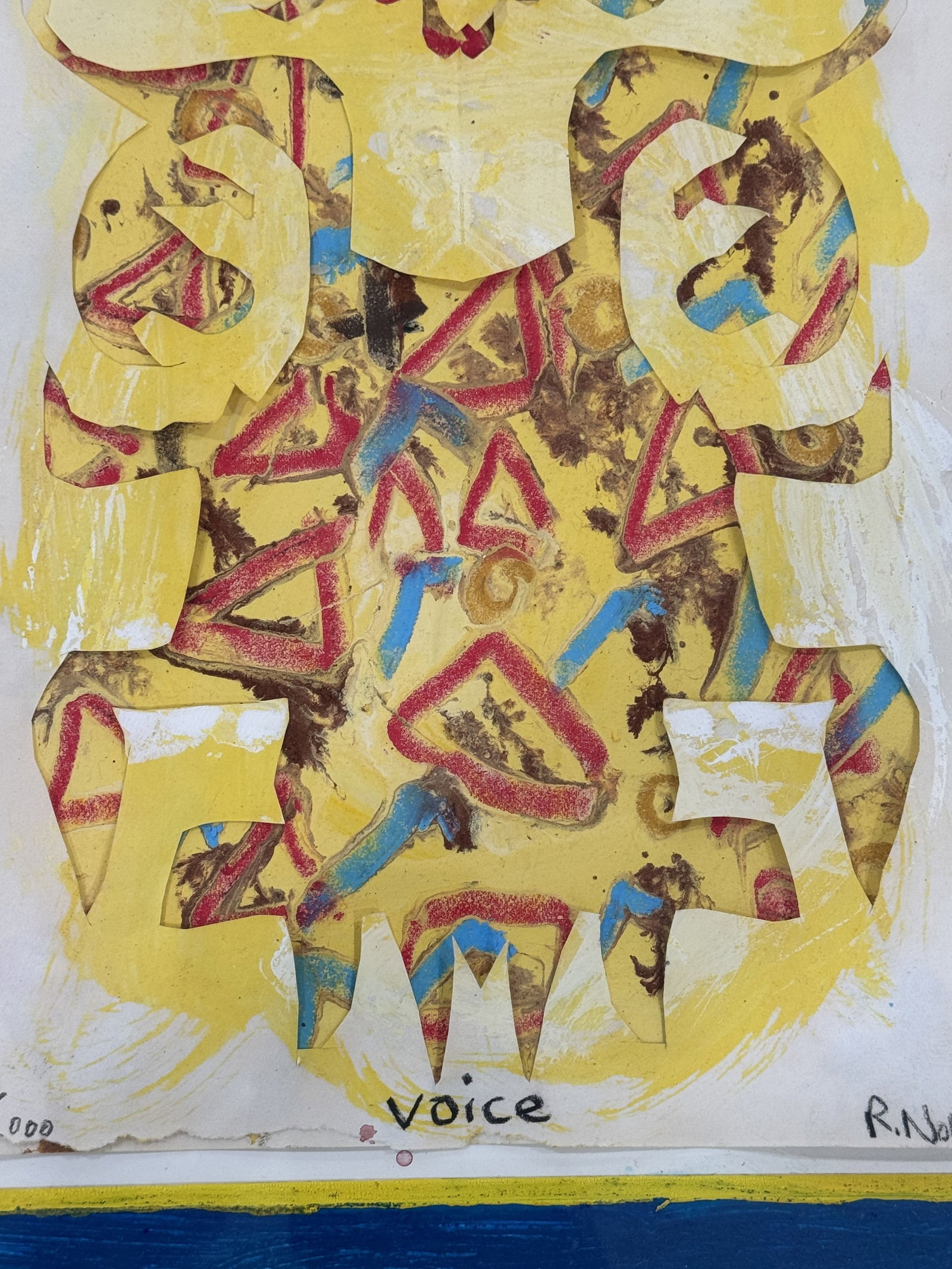 RAY NOLIN MIXED MEDIA "VOICE" 16" X 18.5" - 4