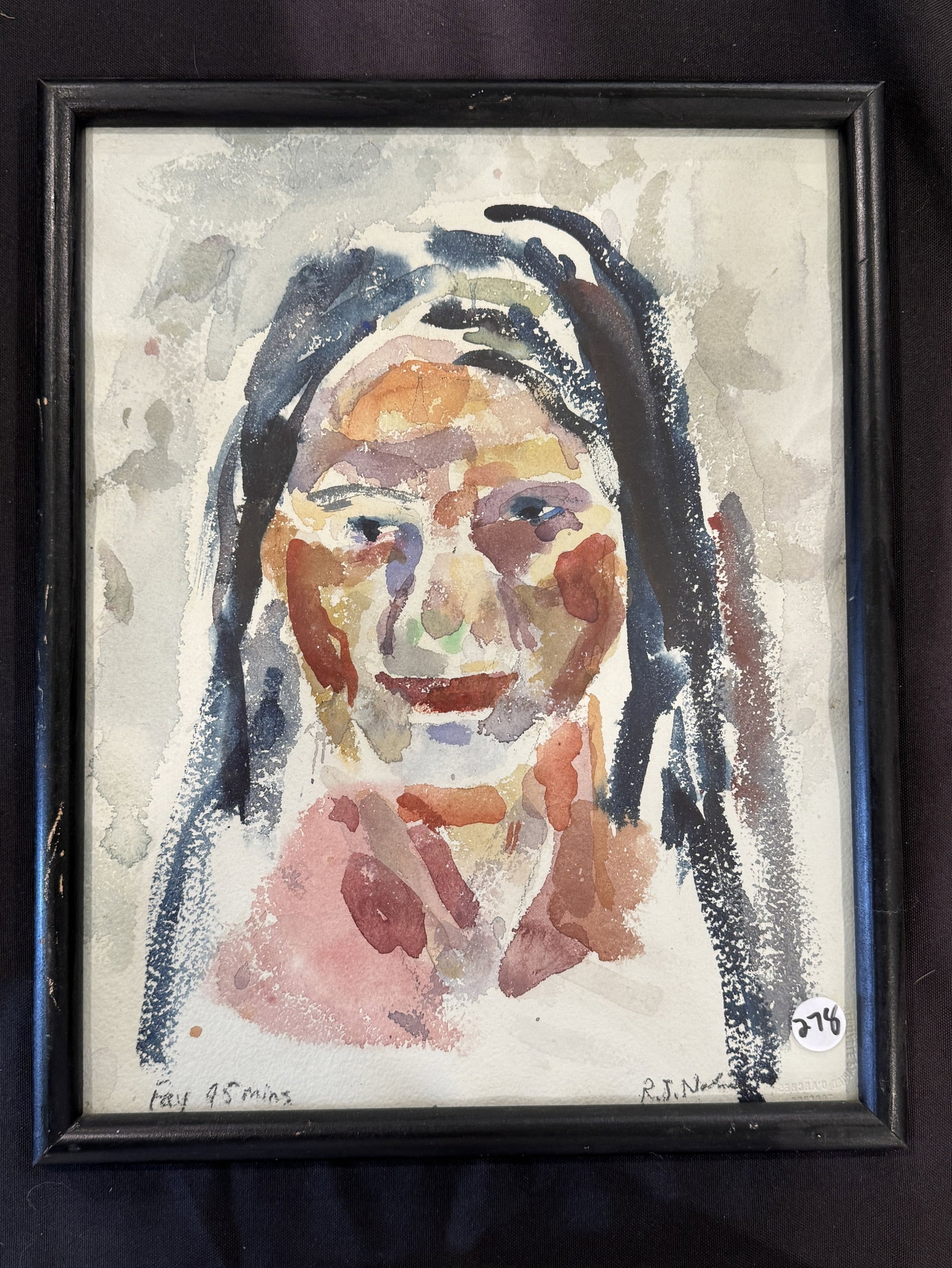 RAY NOLIN WATERCOLOR ON PAPER "FAN" 12" X 15" (1 of 5)