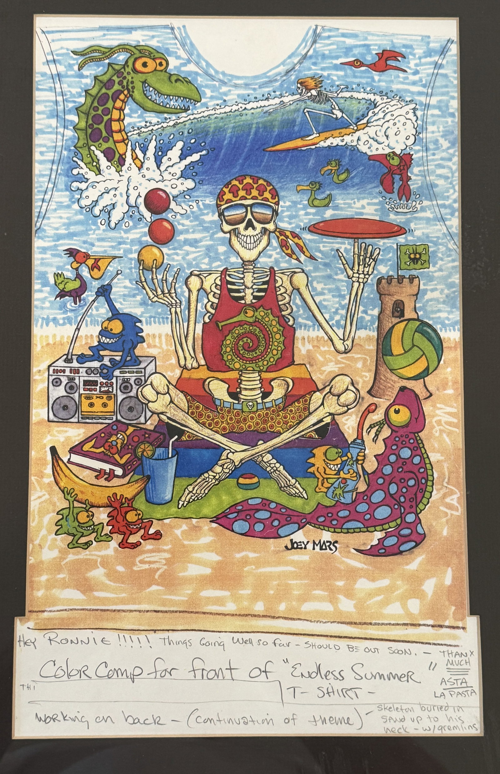 JOEY MARS WATERCOLOR "SKELETON ON BEACH" (1 of 6)