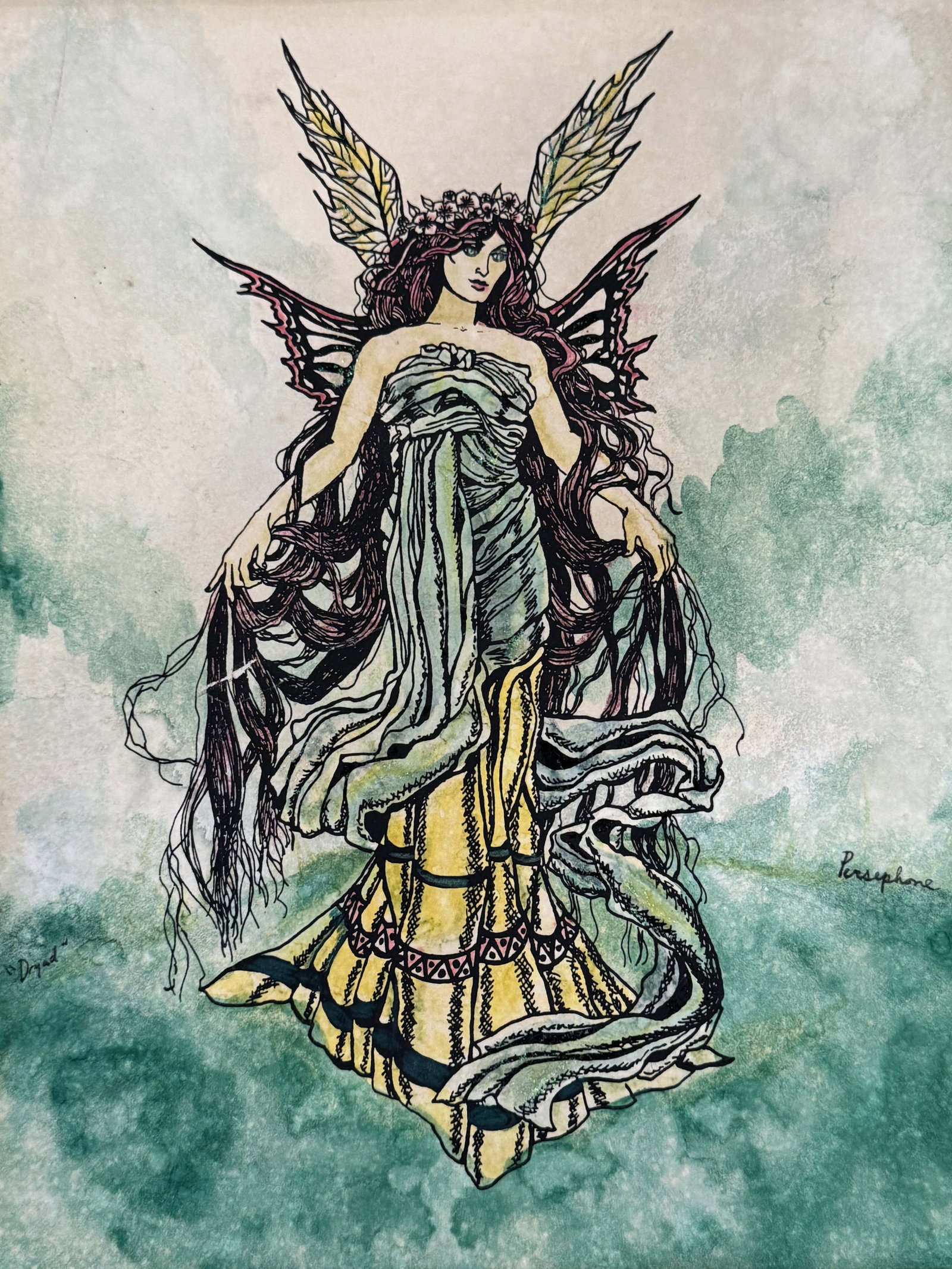 2 PEN AND INKS SIGNED PERSEPHONE 12" X 14" , 12" X 15" - 3