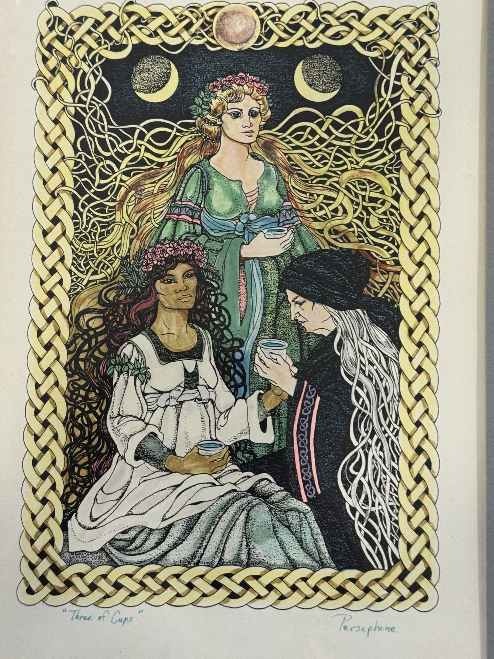 2 PEN AND INKS SIGNED PERSEPHONE 12" X 14" , 12" X 15" - 8