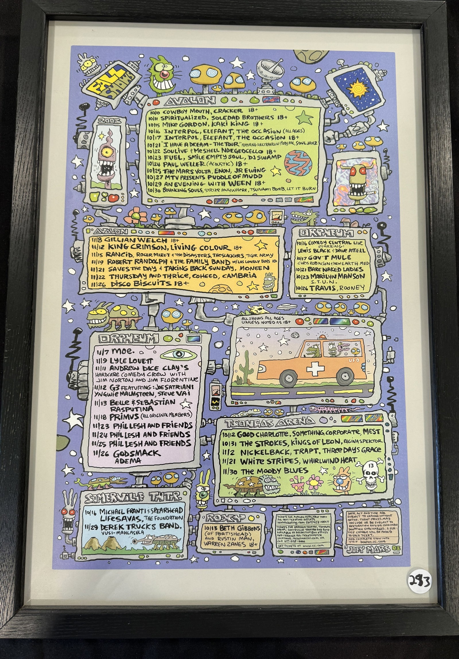 JOEY MARS AVALON 2003 LINEUP POSTER (1 of 5)