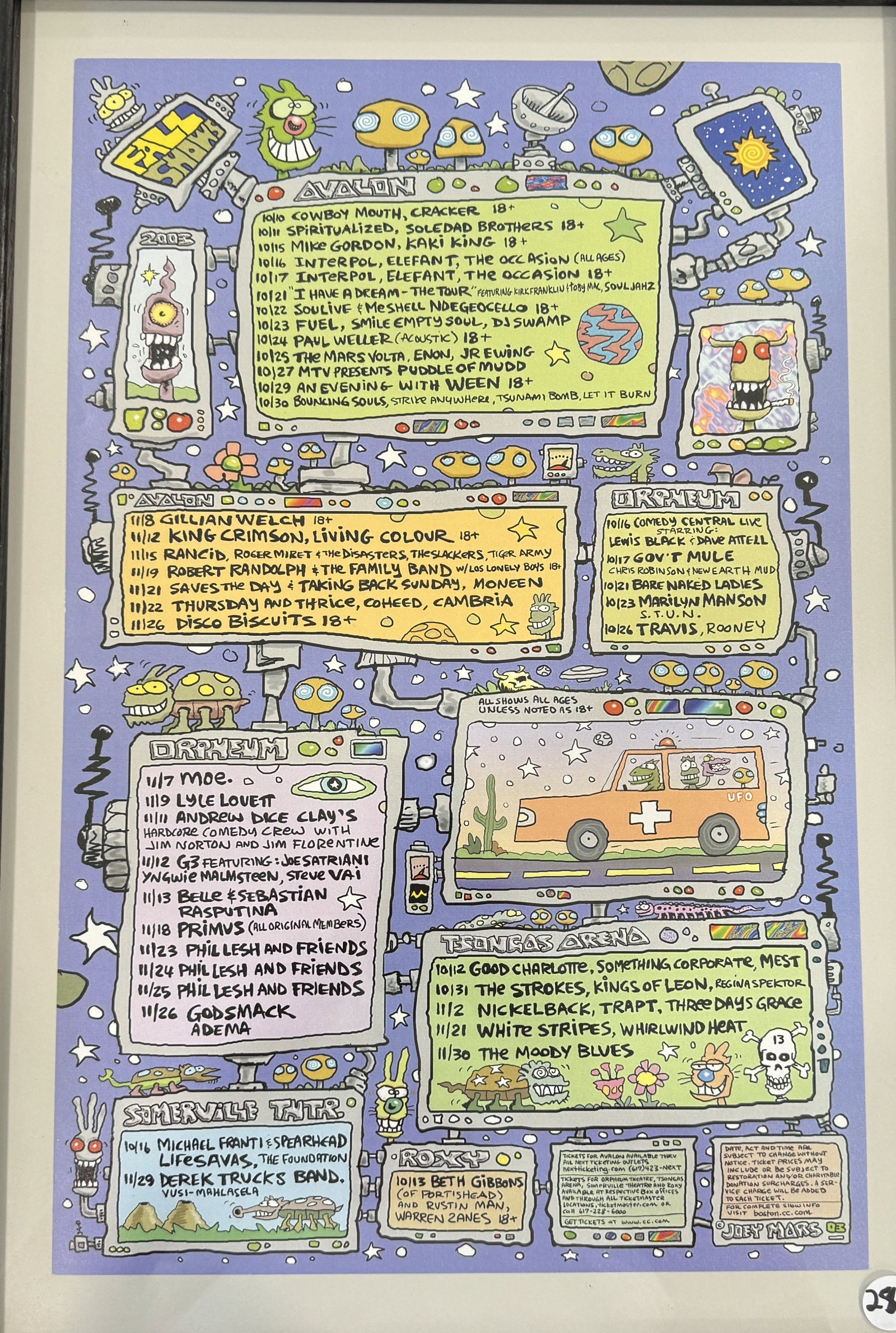 JOEY MARS AVALON 2003 LINEUP POSTER, 14.5" X 20.5" - 2