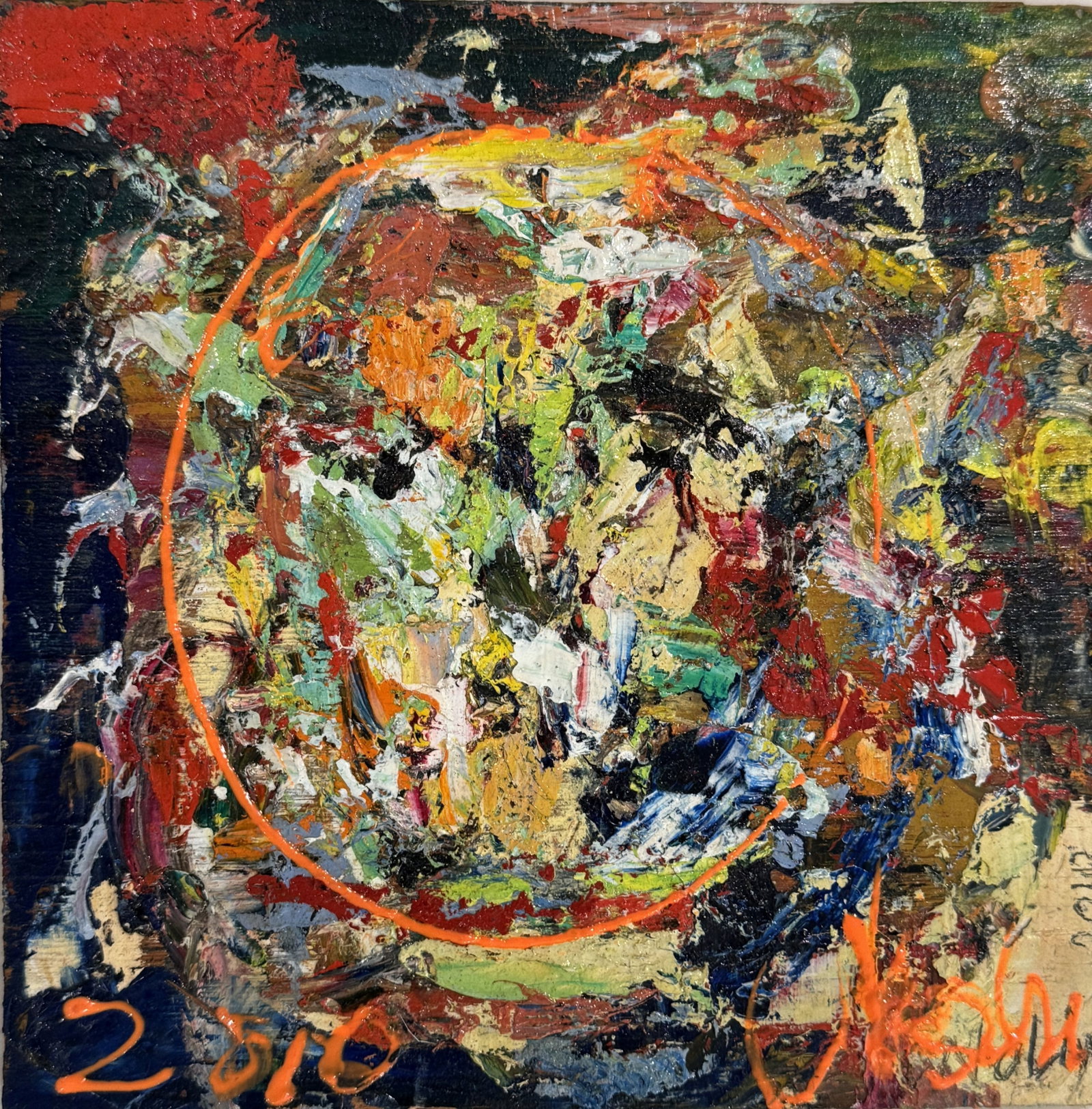 RAY NOLIN ABSTRACT ON WOOD 10.5" X 10.5" - 2