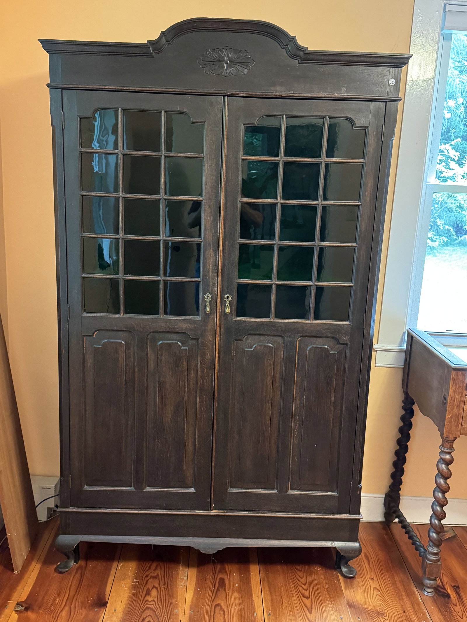 VICTORIAN OAK PANEL DOOR BOOKCASE, 46" X 16" X 76": VICTORIAN OAK PANEL DOOR BOOKCASE, 46" X 16" X 76"
