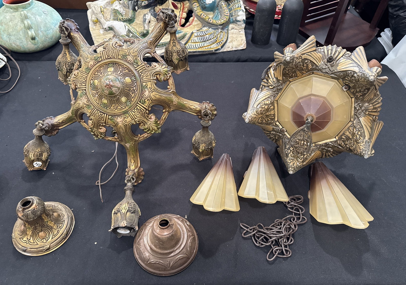 2 ANTIQUE LIGHT FIXTURES, 16" X 14" EACH (1 of 5)