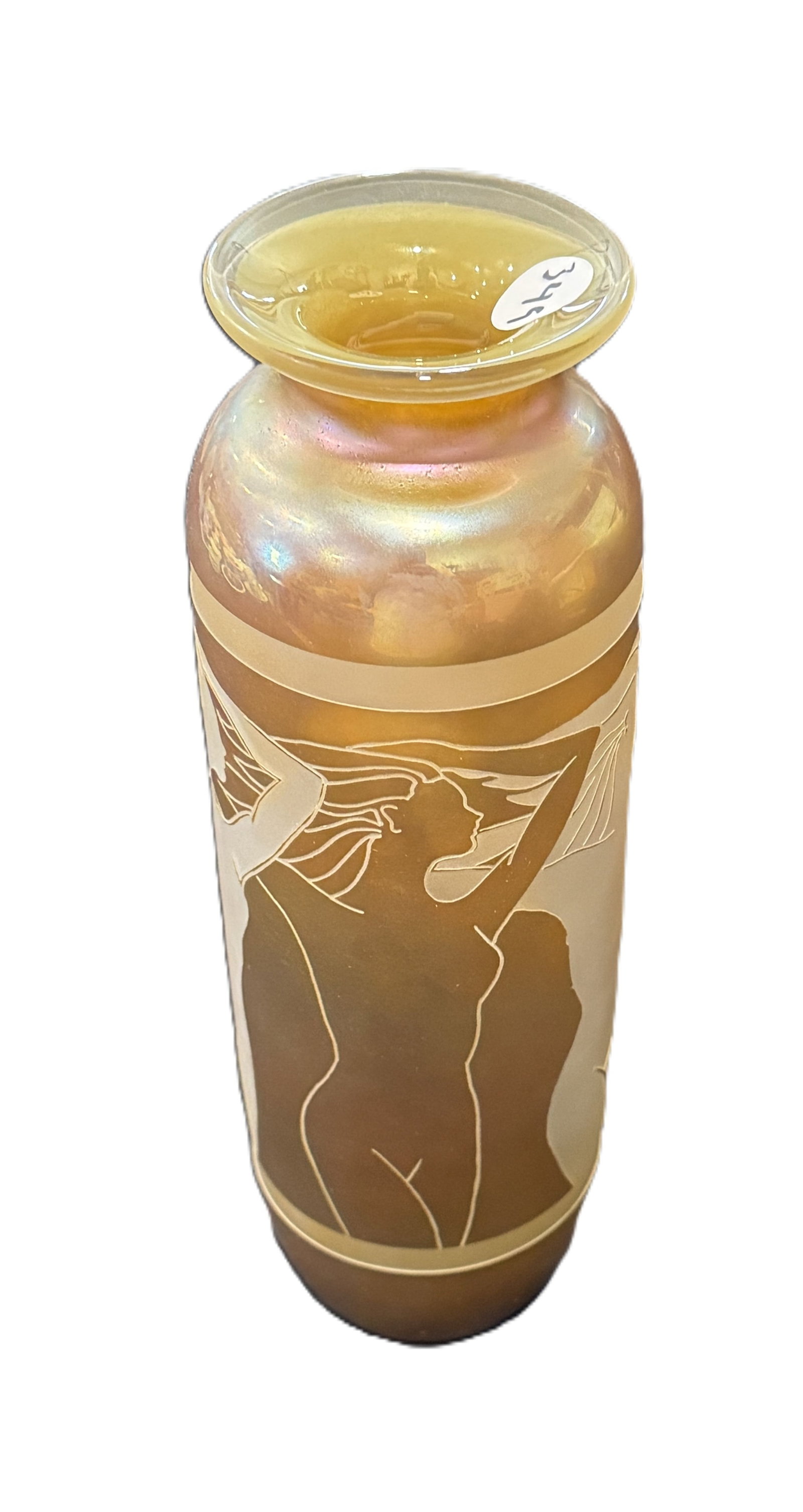 CORREIA GLASS VASE "GOLDEN NUDES" W/ COA: CORREIA GLASS VASE "GOLDEN NUDES" W/ COA