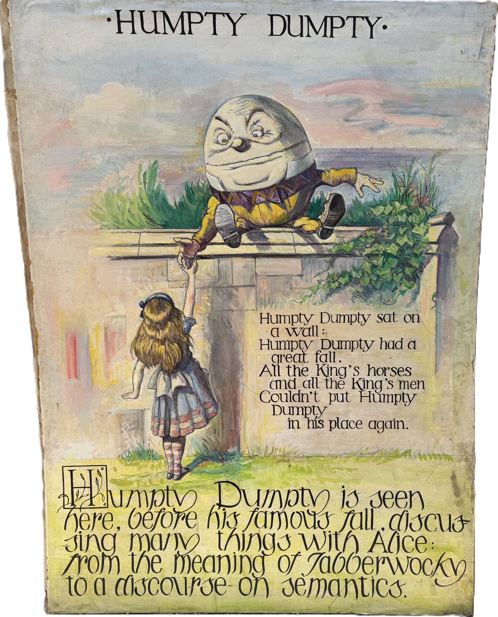 ROBERT GASOI "ALICE IN WONDERLAND" 4 ORIGINAL LARGE ART PANELS: ROBERT GASOI "ALICE IN WONDERLAND" 4 ORIGINAL LARGE ART PANELS. THESE ARE THE ORIGINAL PAINTINGS ON CANVAS LAID DOWN ON BOARD OF GASOI'S LEGENDARY AND ICONIC PROVINCETOWN MASTERPIECE. THIS ITEM MUST