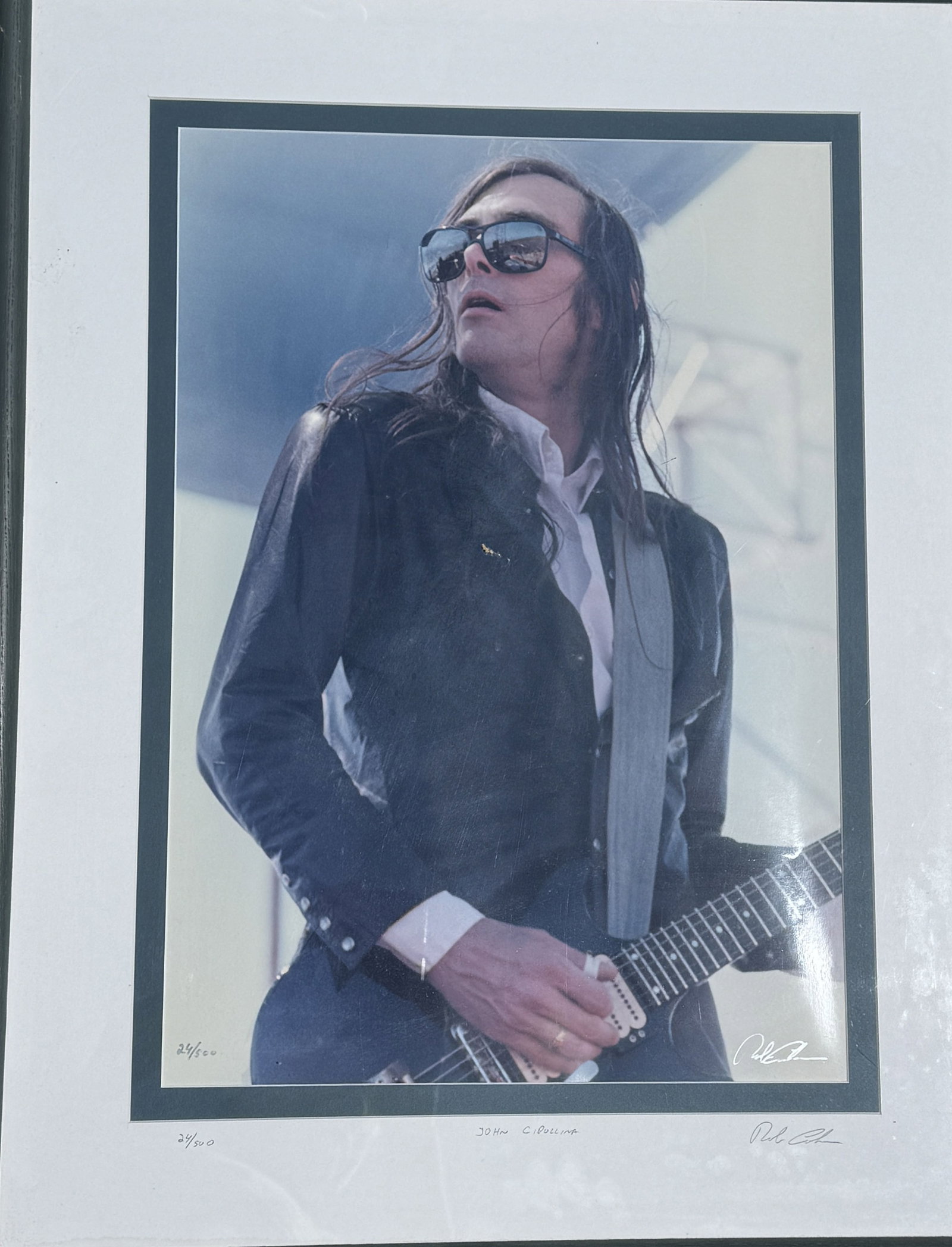 "JOHN CIPOLINA" PHOTOGRAPH BY ROB COHN, 21" X 27" FRAMED AND 13" X 19" SIGHT: "JOHN CIPOLINA" PHOTOGRAPH BY ROB COHN, 21" X 27" FRAMED AND 13" X 19" SIGHT. ITEM FROM THE COLLECTION OF RONALD HAZEL