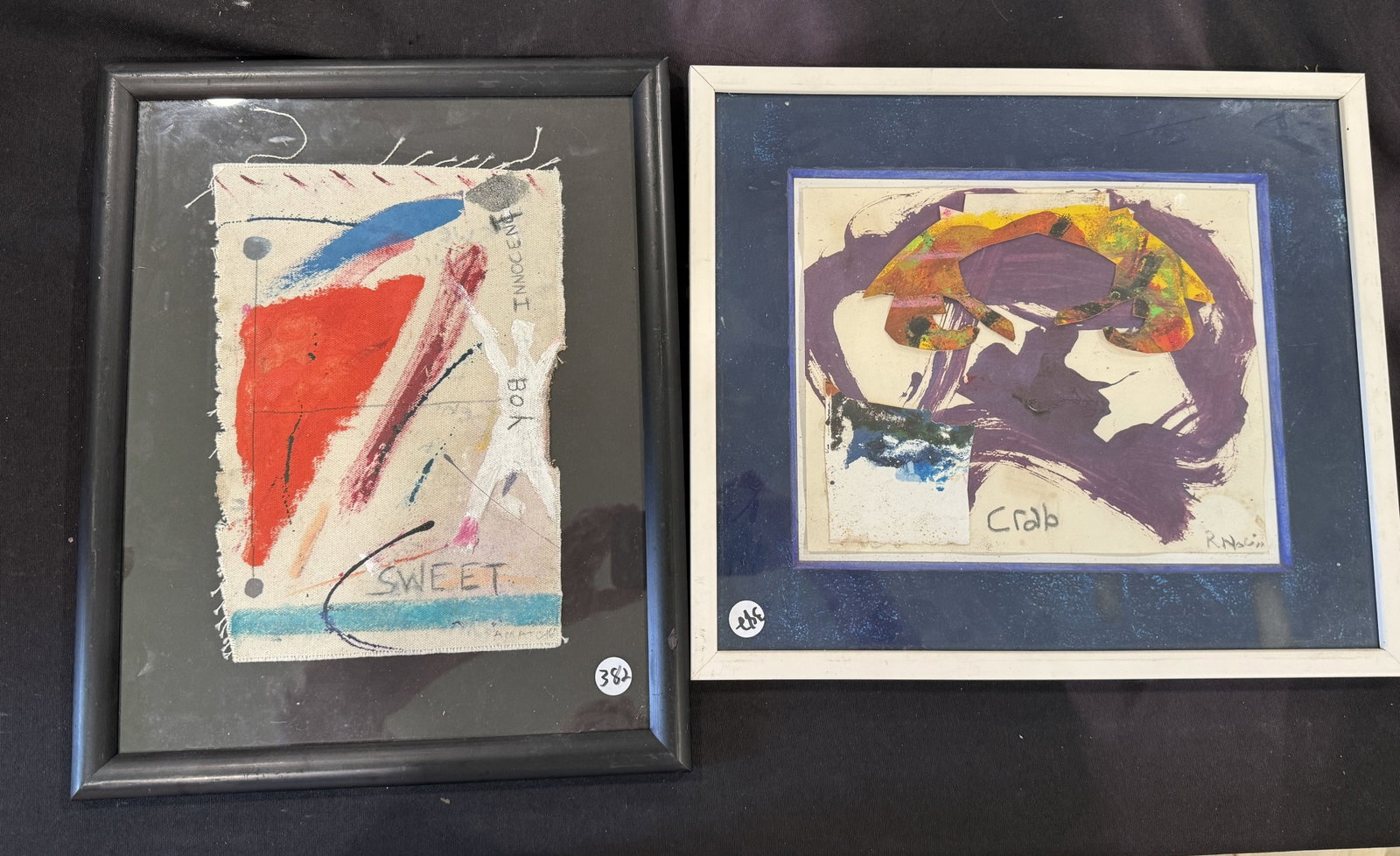 2 RAY LNOLIN MIXED MEDIA PIECES, 12.5" X 15.5" AND 15" X 13.5" (1 of 4)