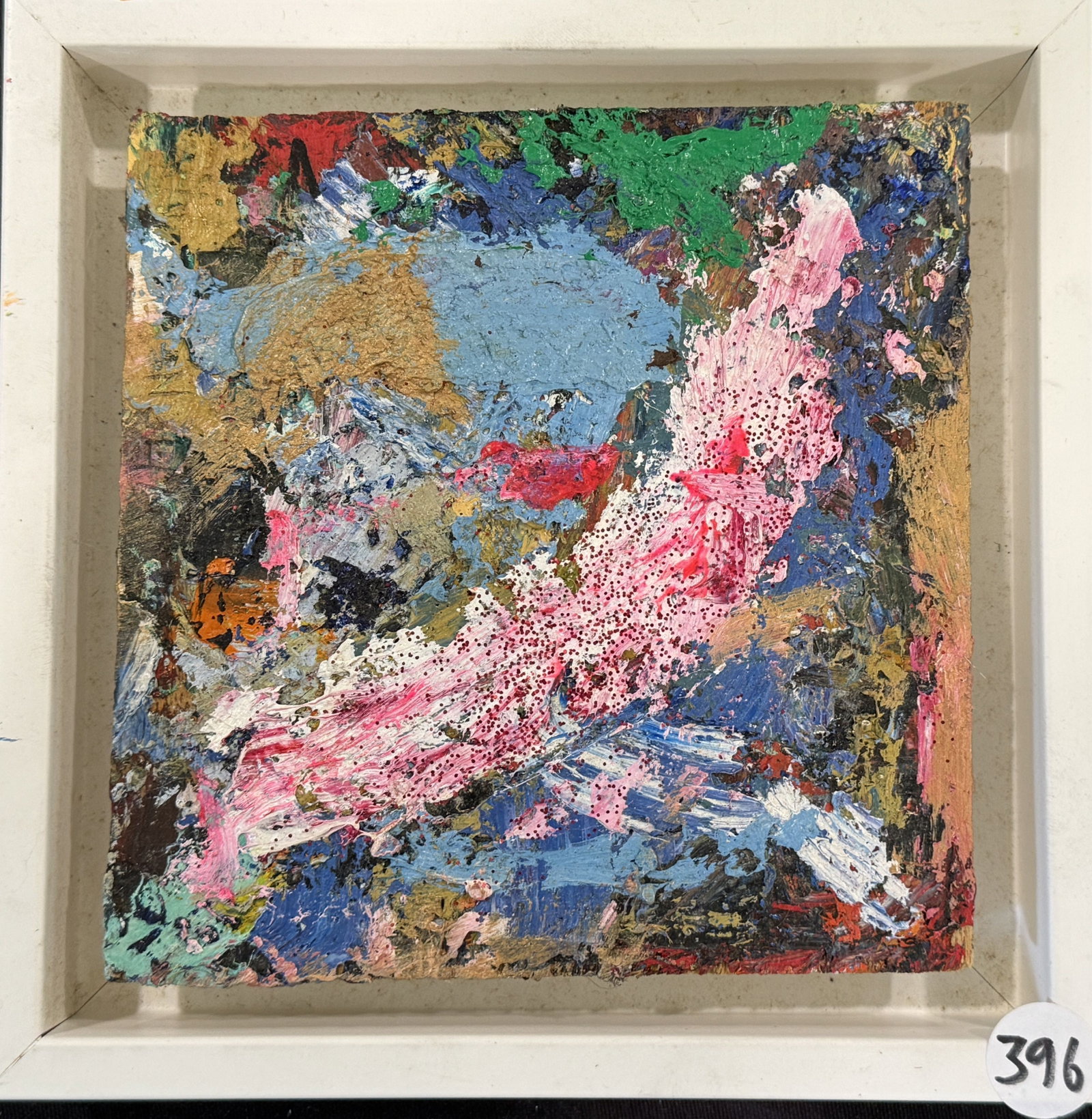 RAY NOLIN MIXED MEDIA ON BOARD, 7.75" X 7.75": RAY NOLIN MIXED MEDIA ON BOARD, 7.75" X 7.75". ITEM FROM THE COLLECTION OF RONALD HAZEL