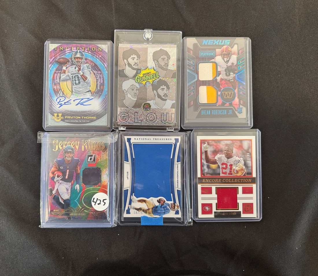 6 FOOTBALL CARDS, 4 PATCH AND 1 SIGNED: 6 FOOTBALL CARDS, 4 PATCH AND 1 SIGNED