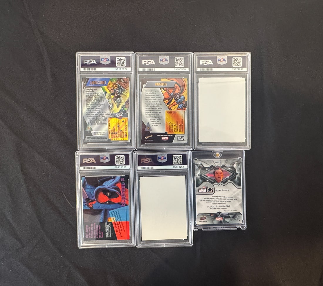 6 MARVEL CARDS, 5 GRADED - 2