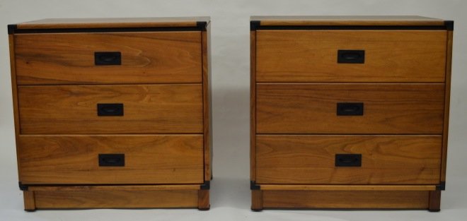 pair of drexel modulus mid century 3 drawer chests: pair of drexel modulus mid century 3 drawer chests ''Modulus'' by Drexel. Includes 2 side tables, 30''x 30'' x 18''. Excellent condition.