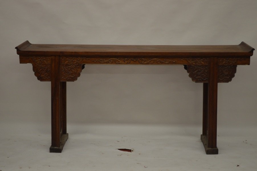 Carved Huanghuali Wood Altar Table: Huanghuali table, china, 32'' x 16'' x 72''