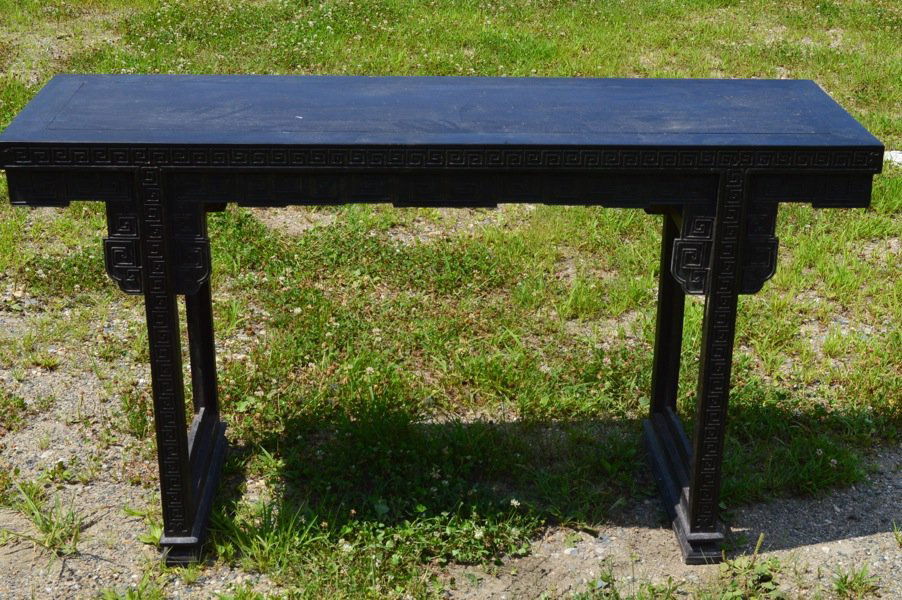 Carved Zitan Wood Table: Zitan wood table, china, 32'' x 57'' x 17''
