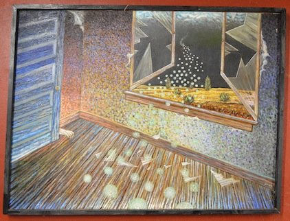 James Apostle Oil on Canvas "A Gathering of Fireflies": James Apostle Oil on canvas, signed, "Apostle '93." Title: "A Gathering of Fireflies." 38" x 49"